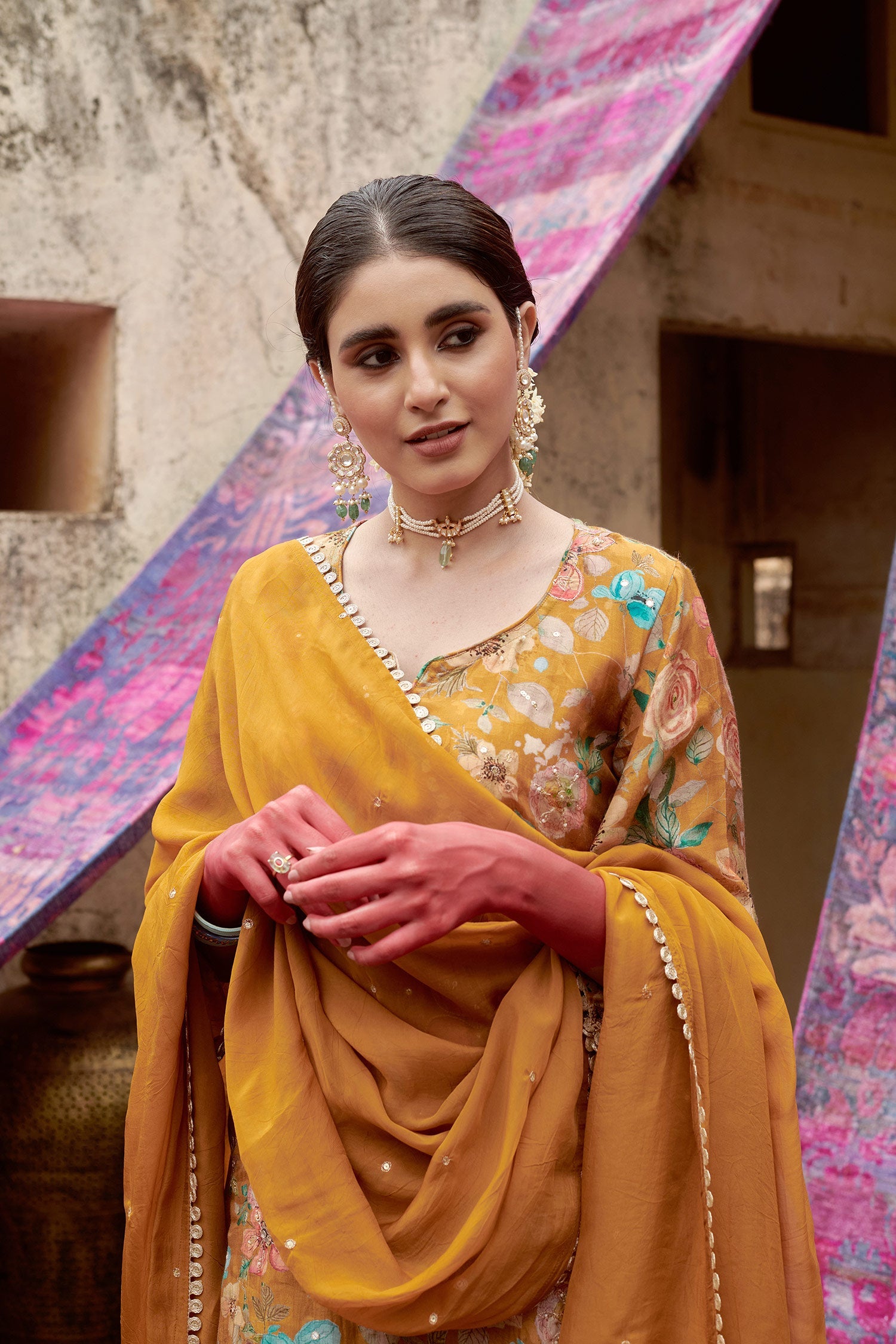 FLORAL MUSTARD GARARA SET