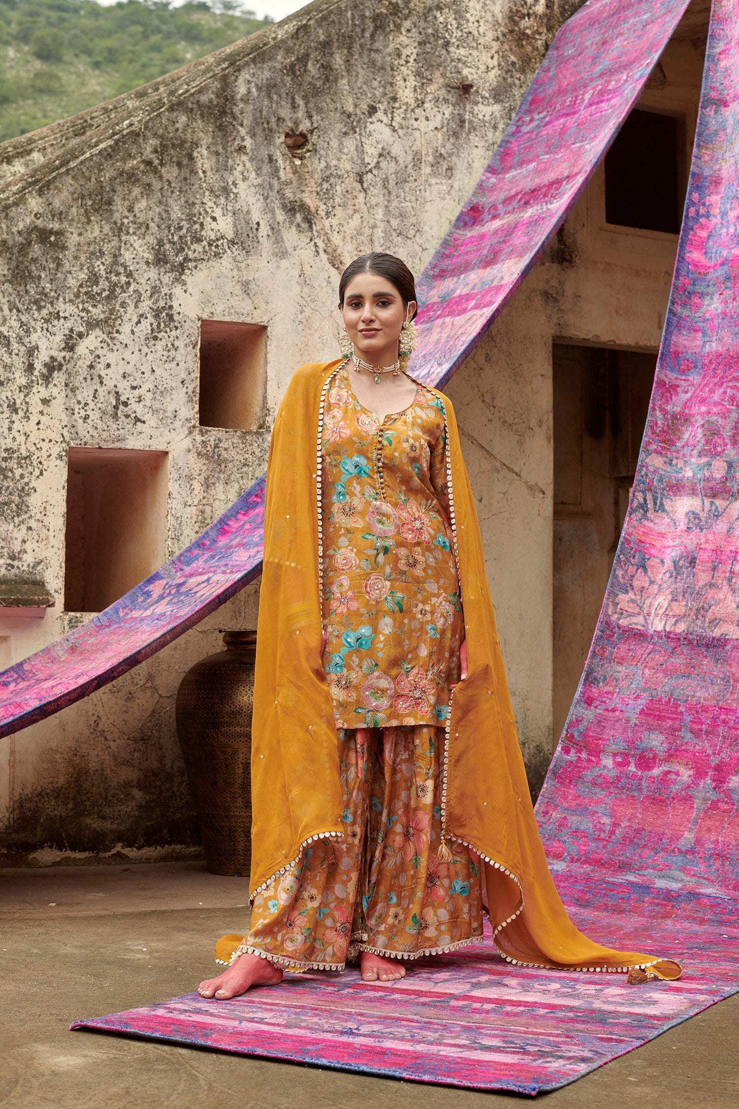 FLORAL MUSTARD GARARA SET