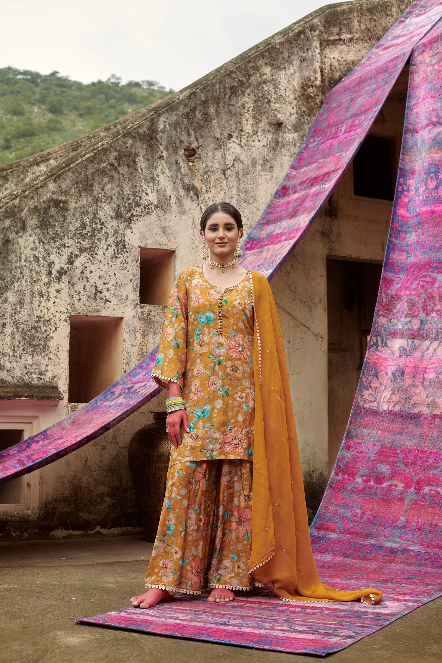 FLORAL MUSTARD GARARA SET