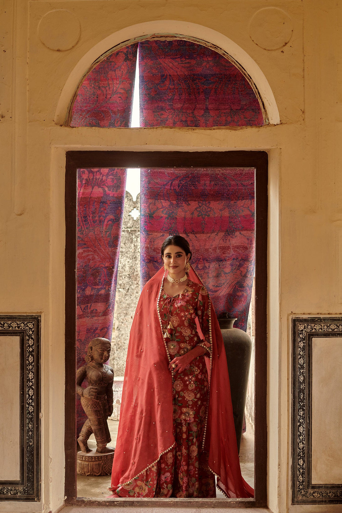 FLORAL RED GARARA SET