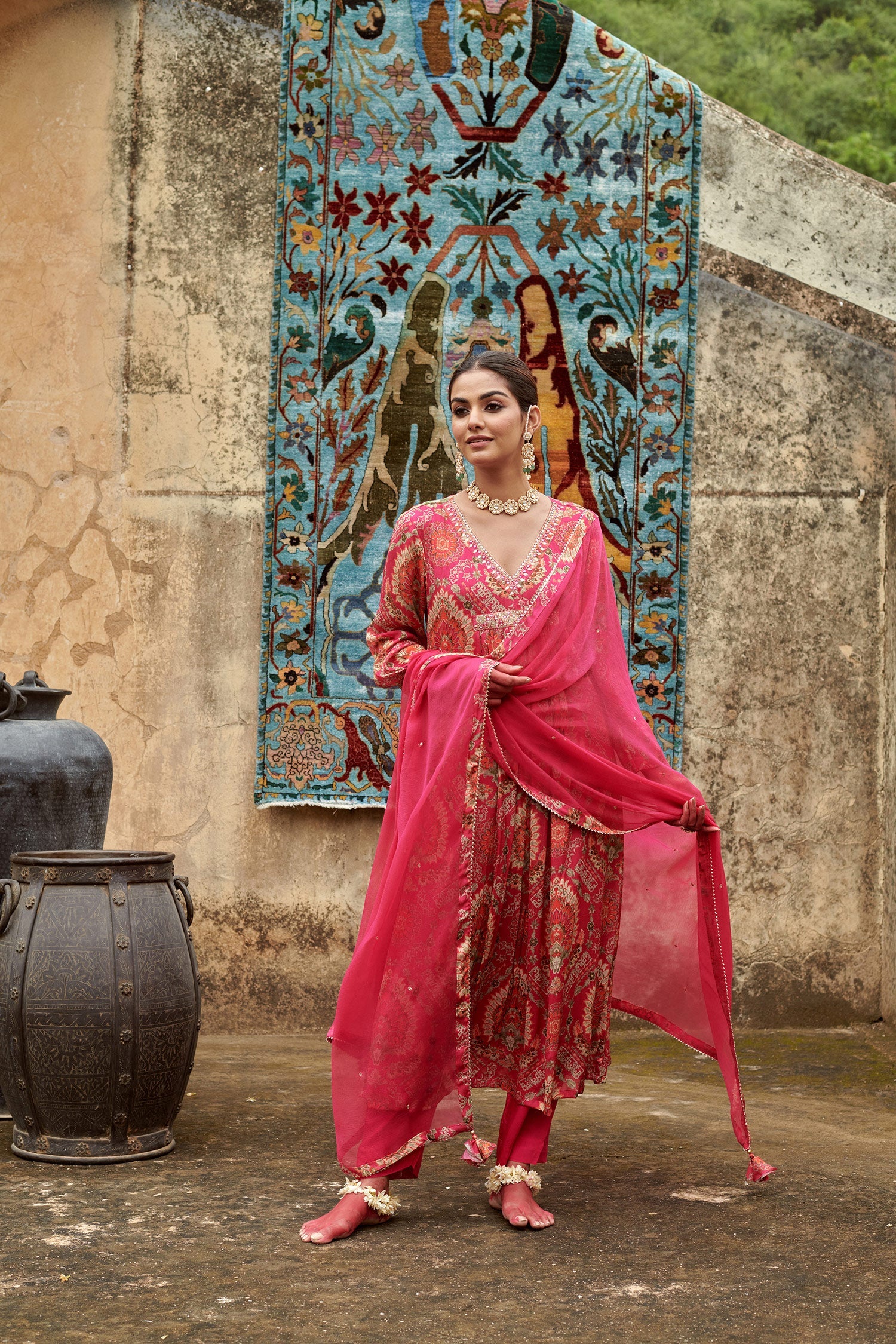 PINK CHINNON A-LINE KURTA SET