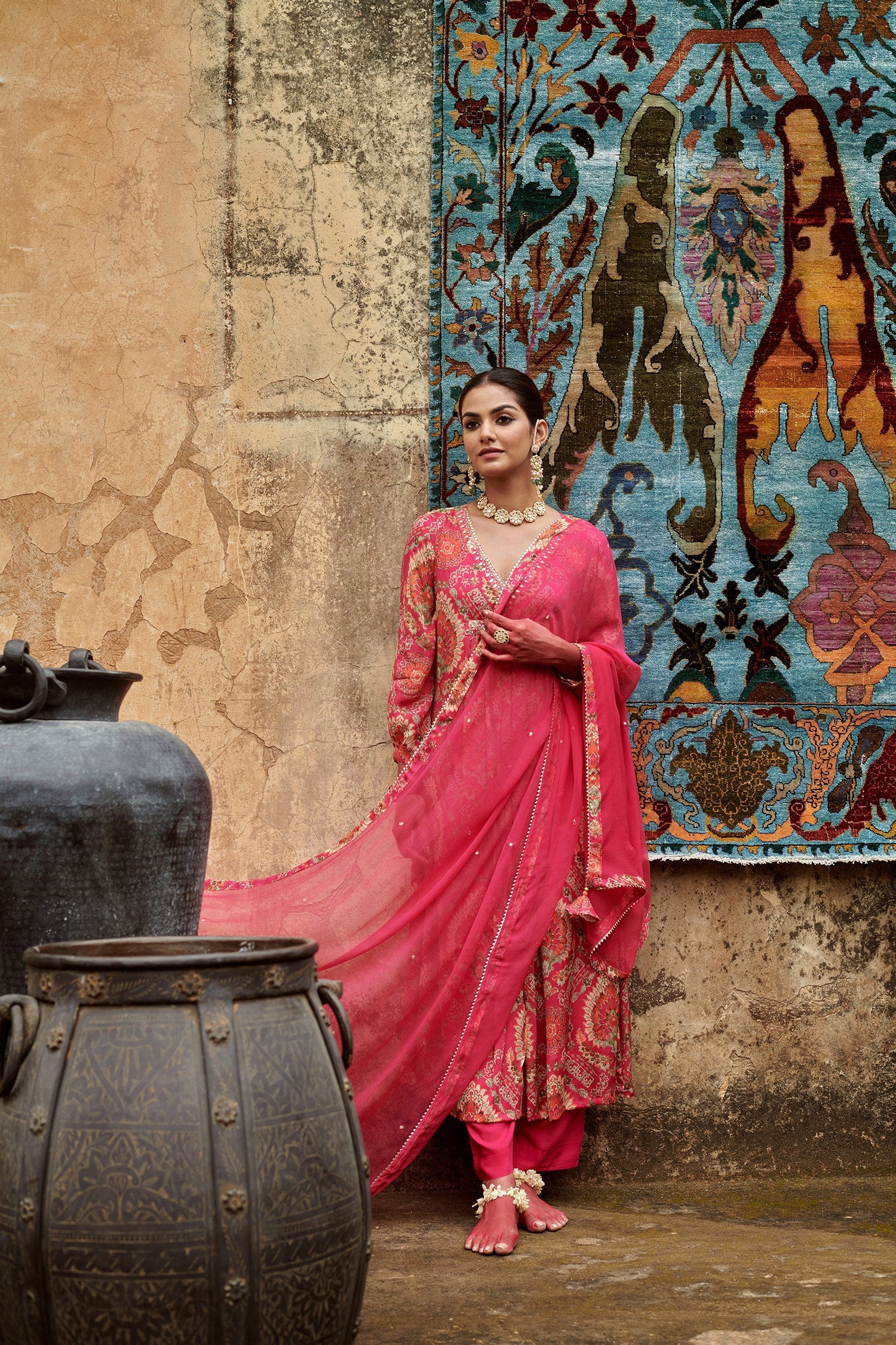 PINK CHINNON A-LINE KURTA SET