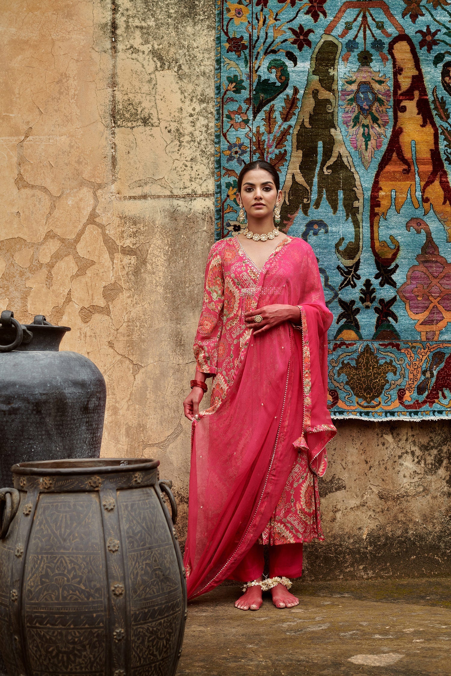 PINK CHINNON A-LINE KURTA SET