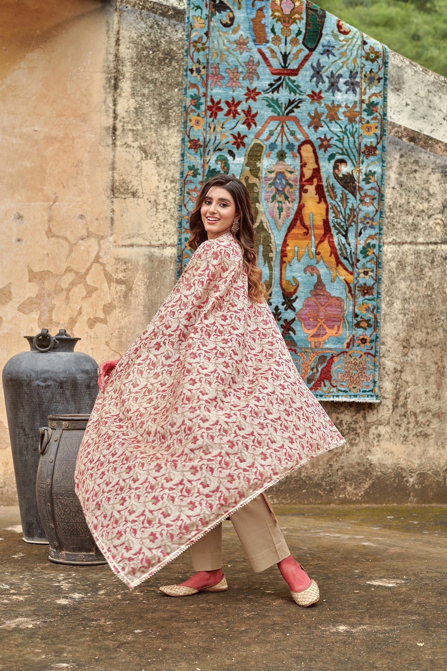 BEIGE CHANDERI KURTA SET
