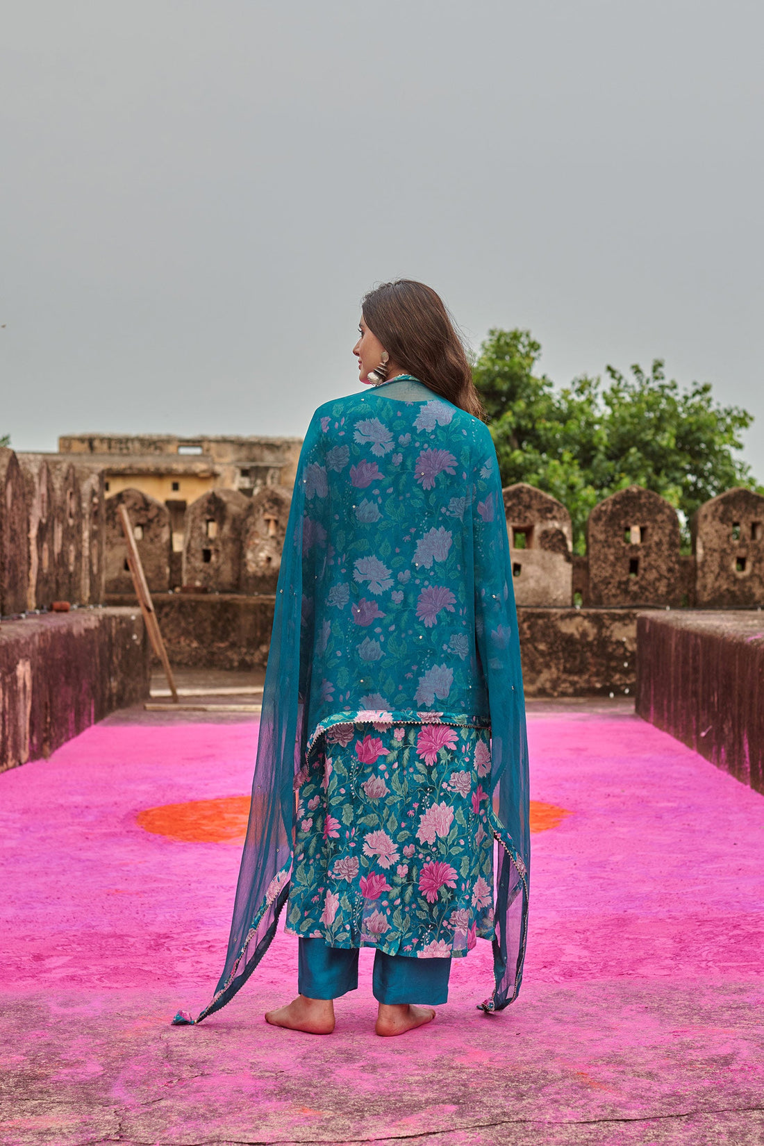TEAL GREEN A-LINE KURTA SET