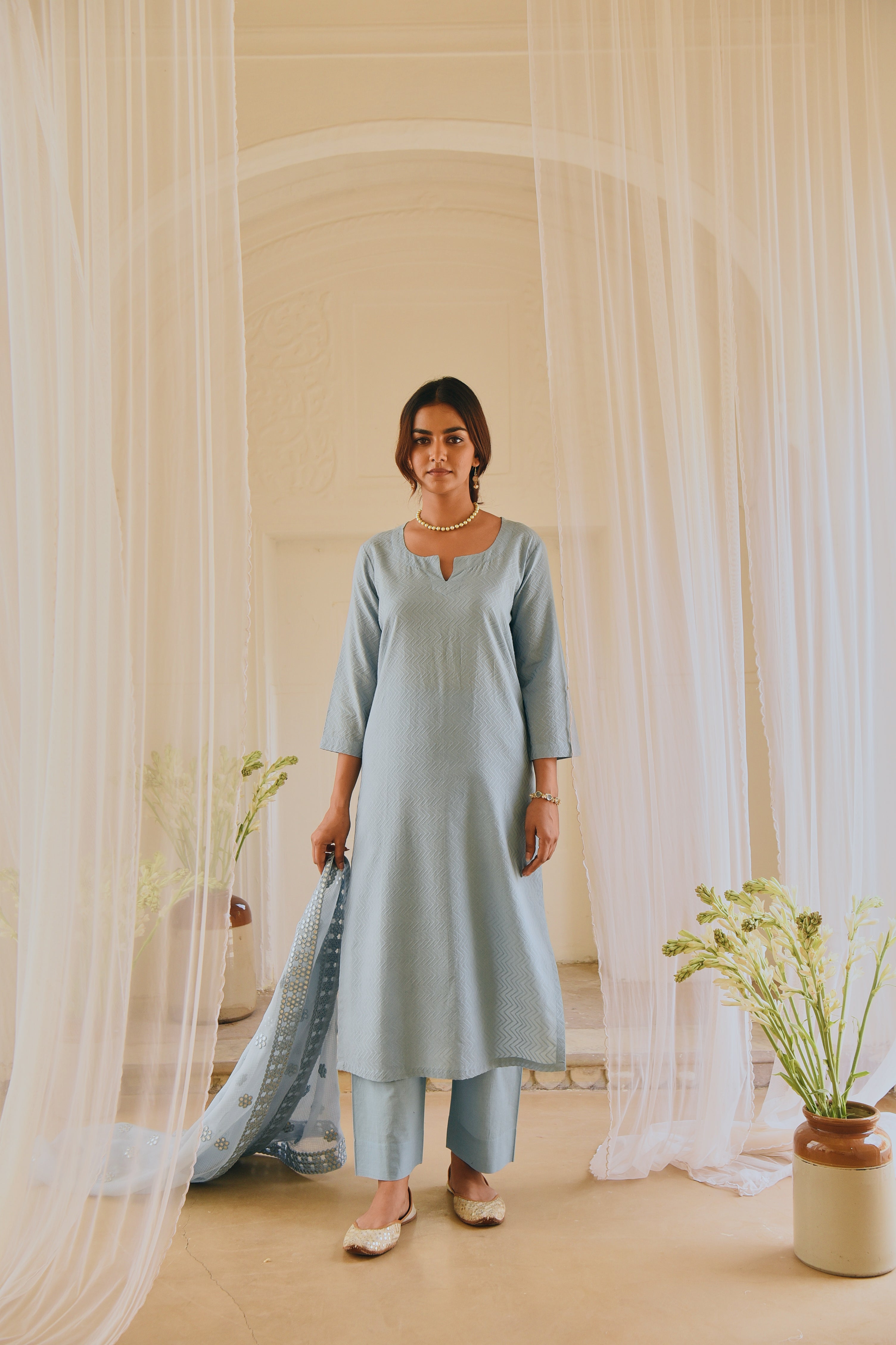 BLUE STRAIGHT KURTA SET