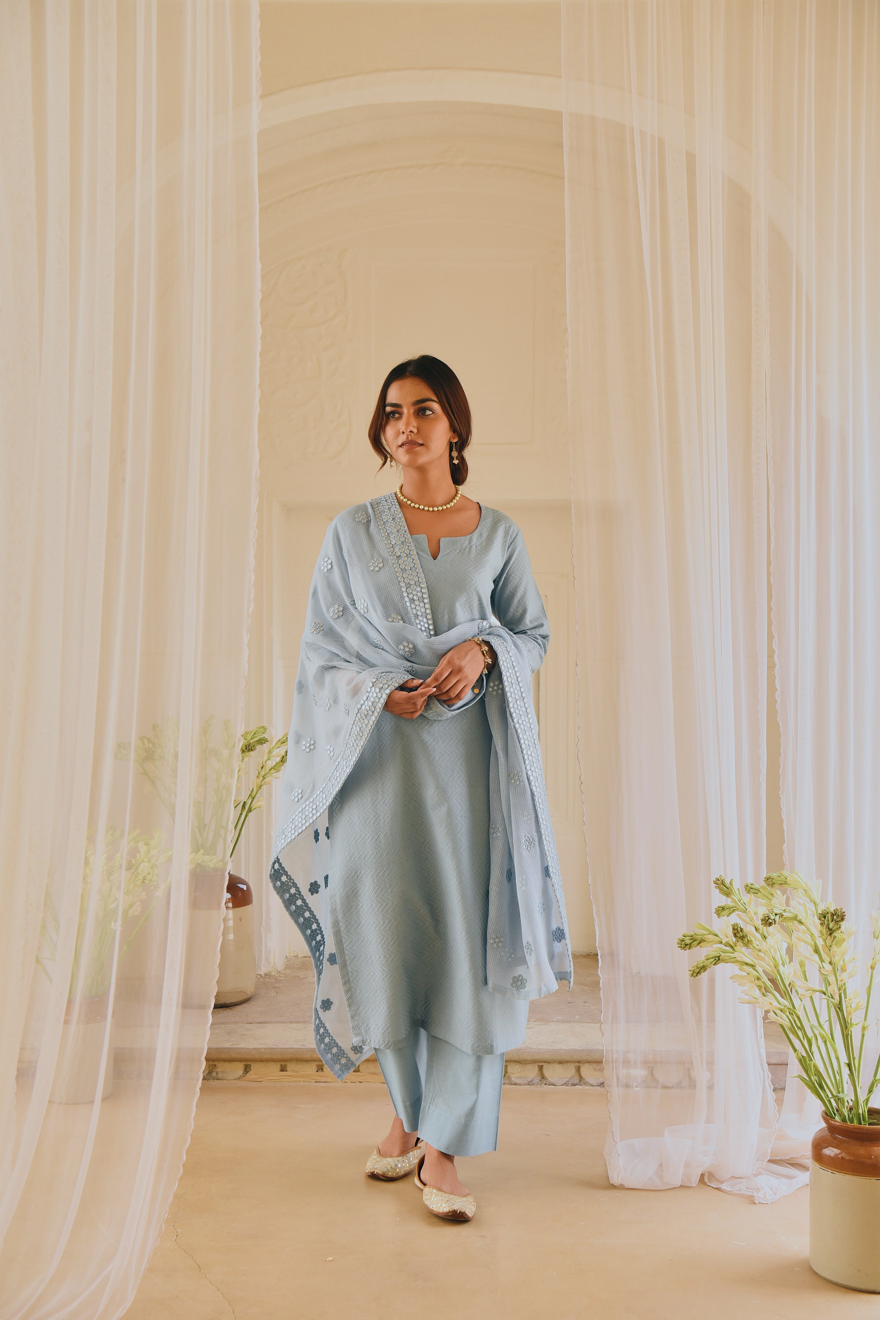 BLUE STRAIGHT KURTA SET