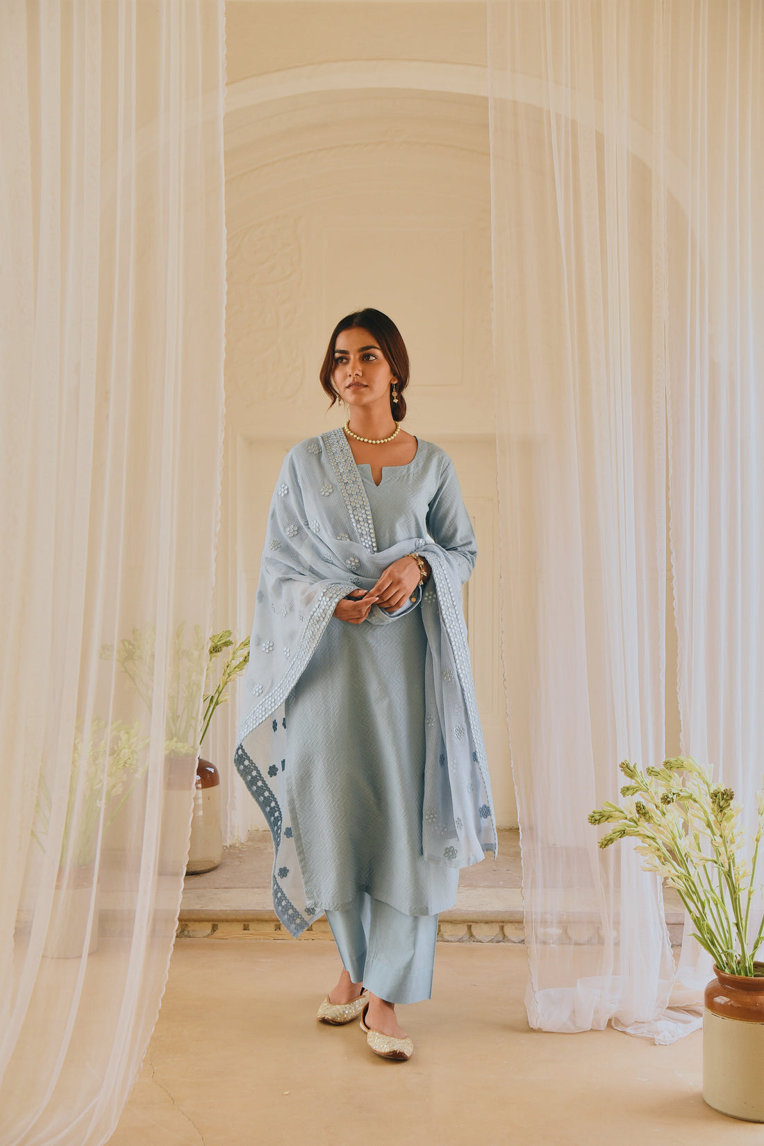 BLUE STRAIGHT KURTA SET