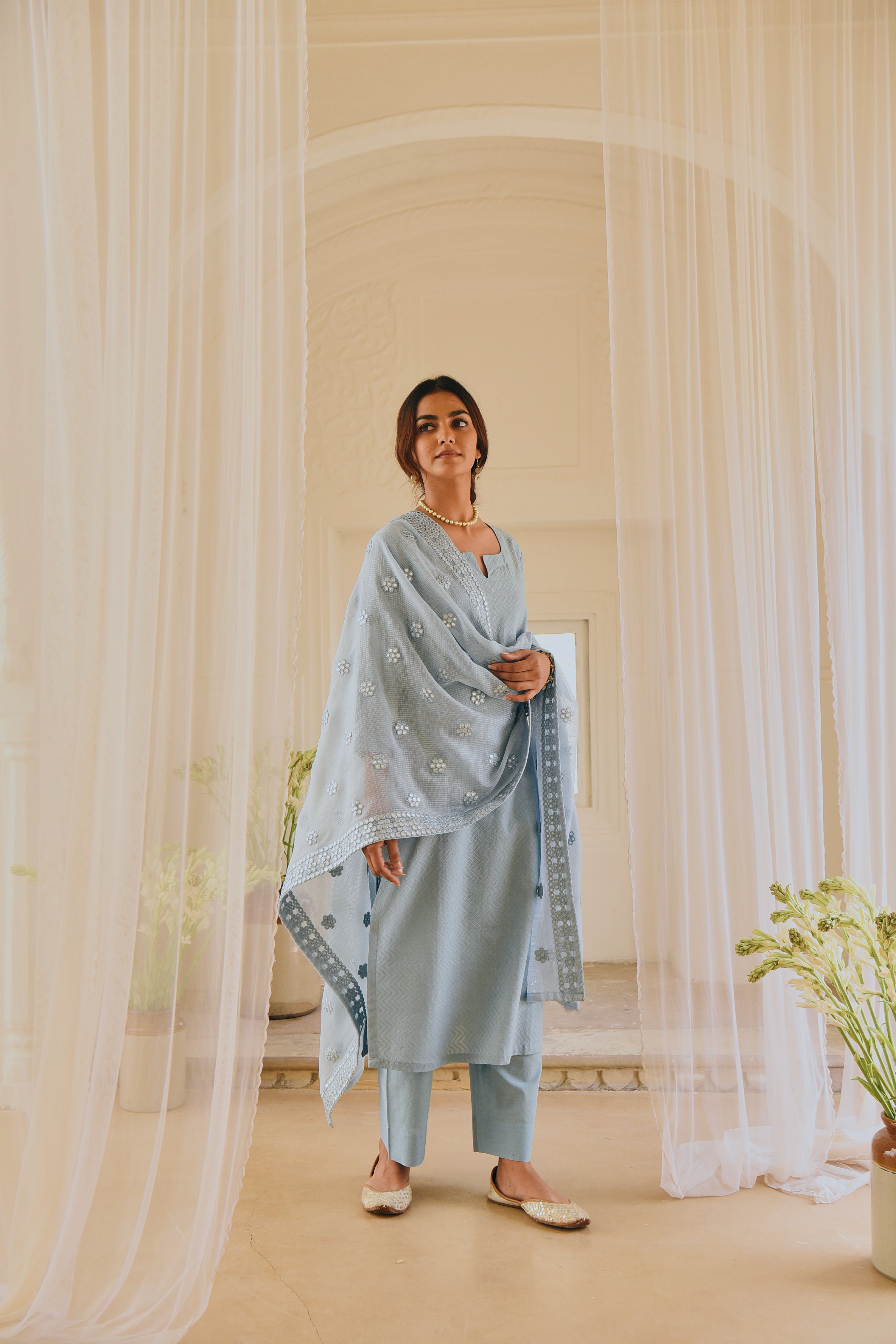 BLUE STRAIGHT KURTA SET