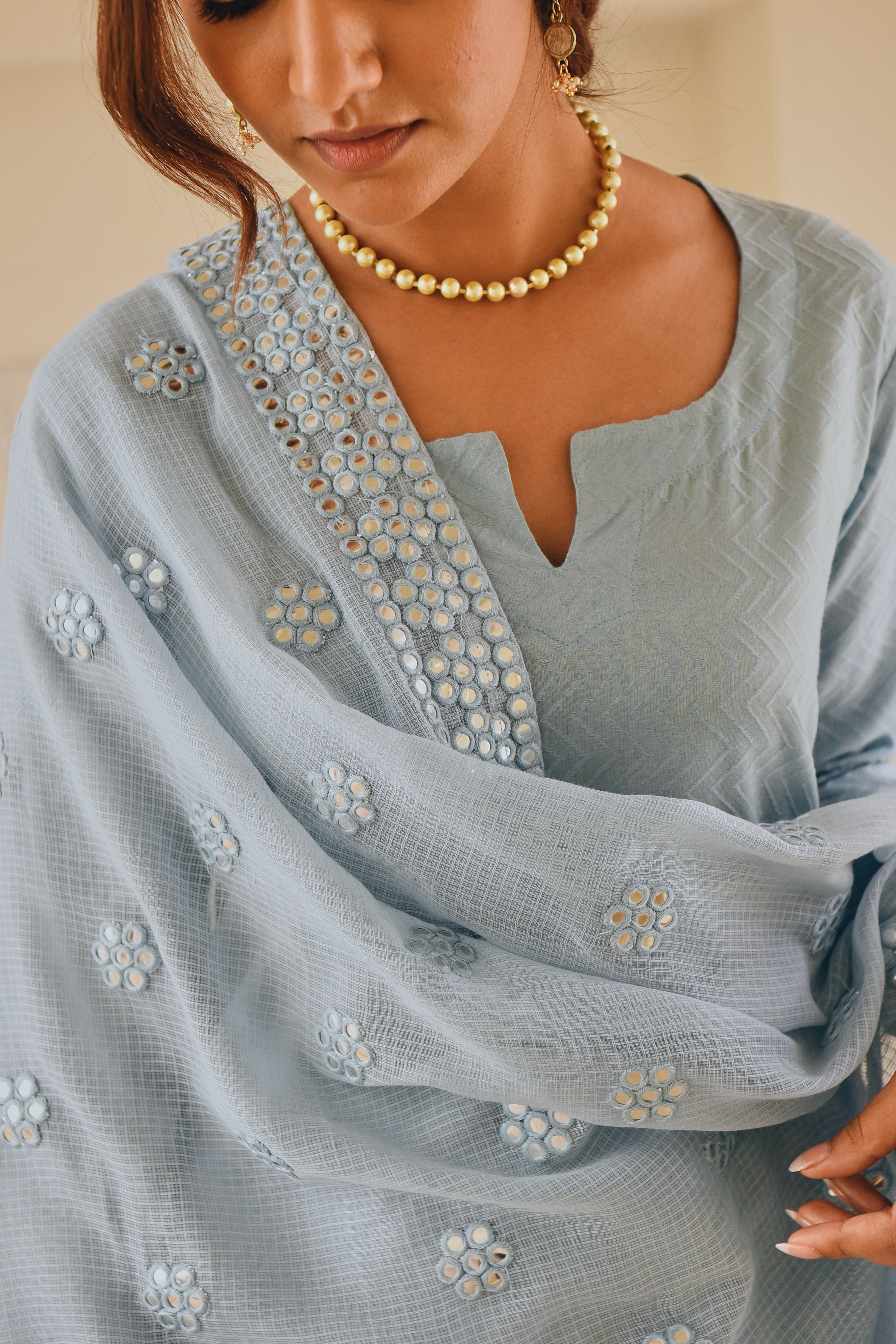 BLUE STRAIGHT KURTA SET