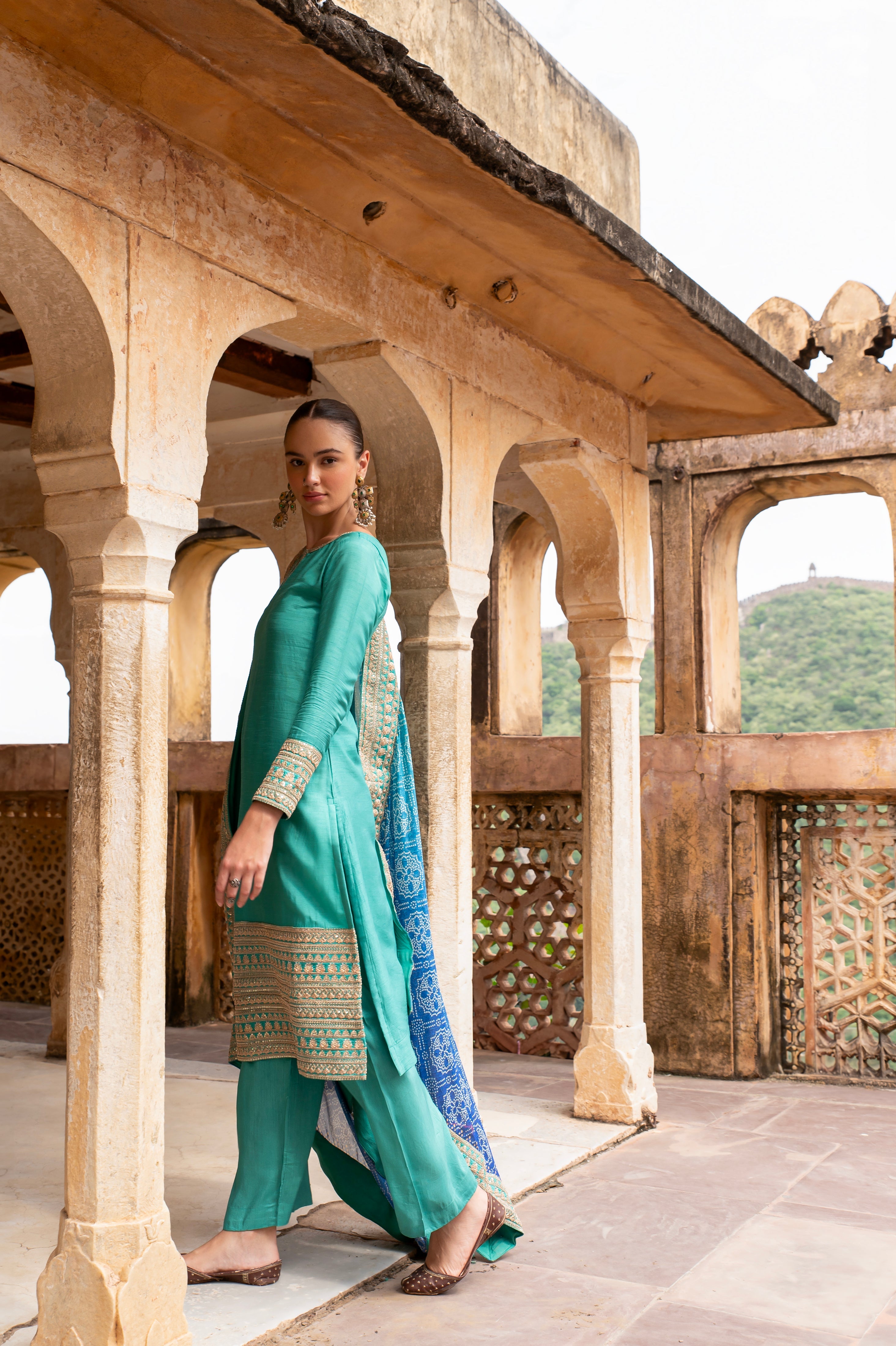 PURE DOLA SILK EMBROIDERED KURTA SET