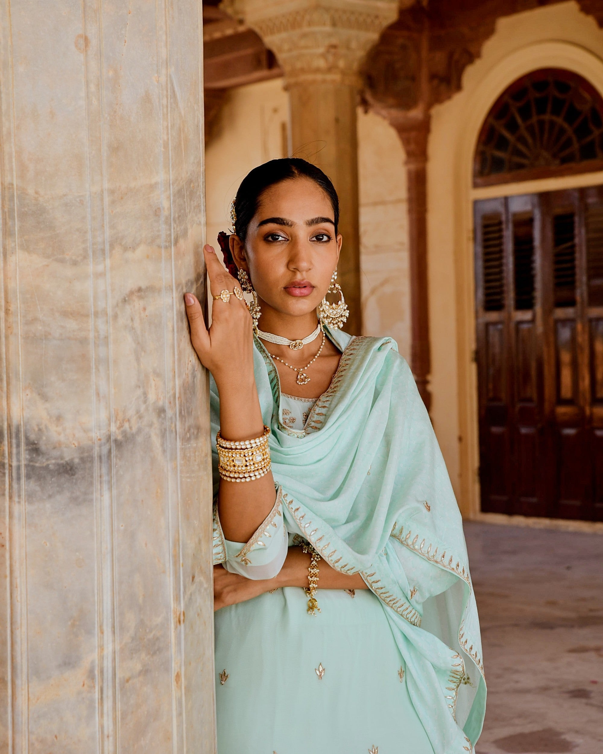 MINT GREEN ORGANZA KURTA SET