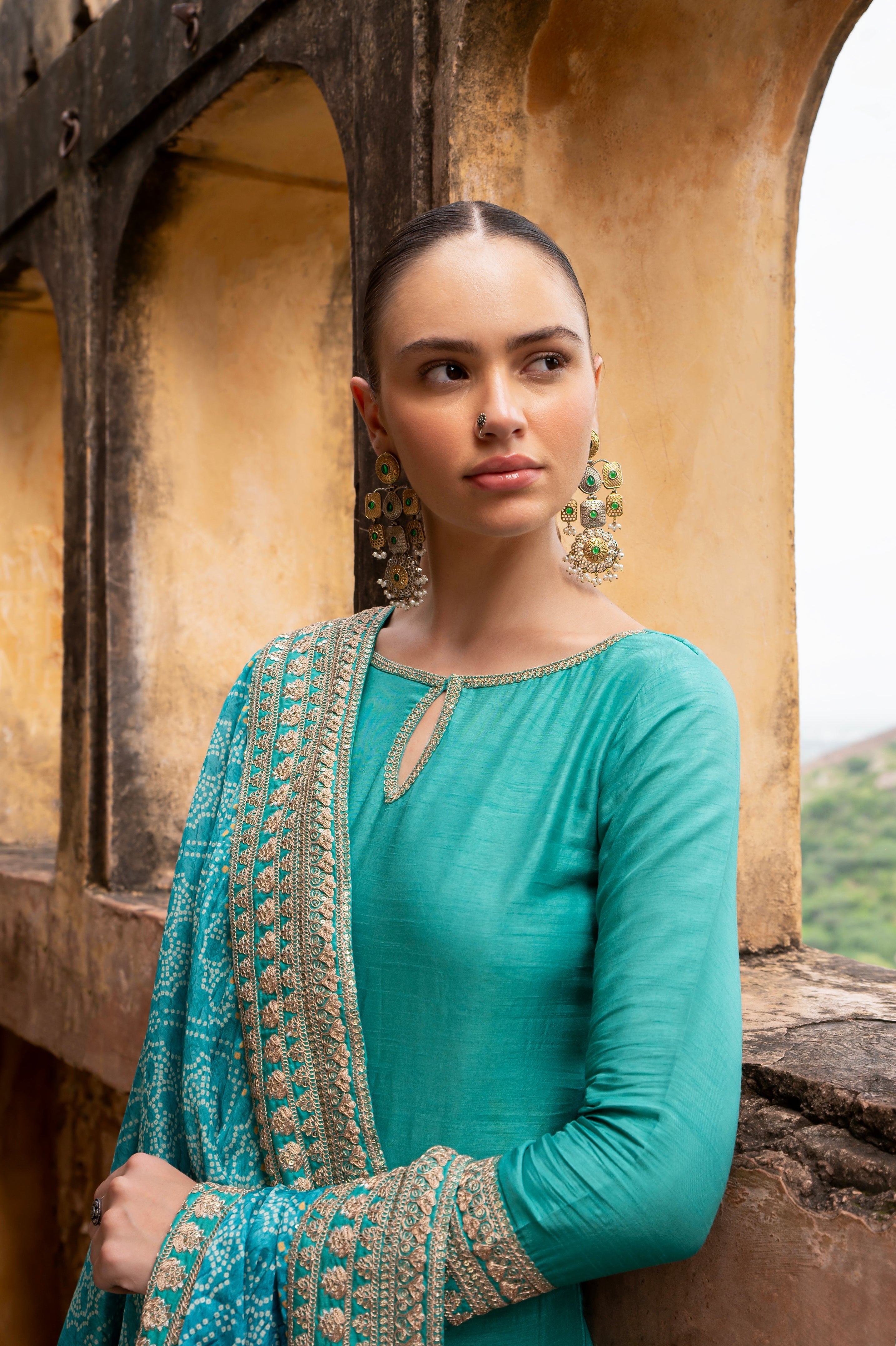 PURE DOLA SILK EMBROIDERED KURTA SET