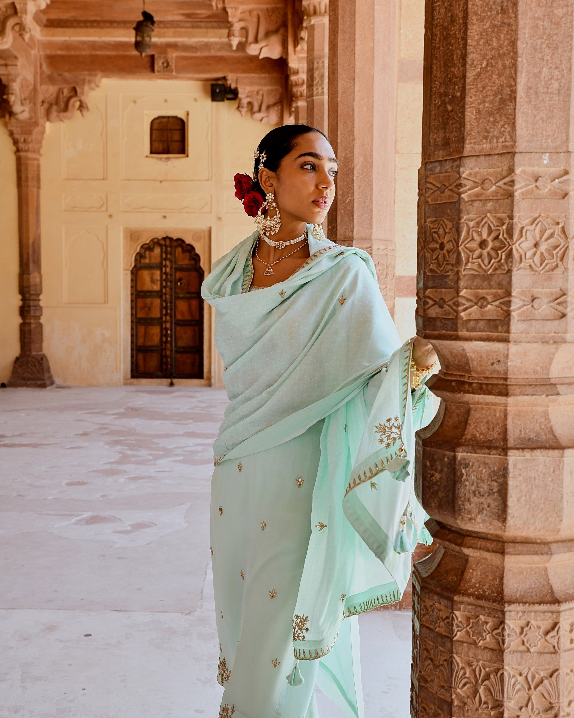 MINT GREEN ORGANZA KURTA SET