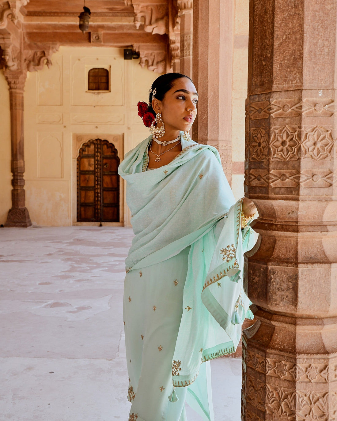 MINT GREEN ORGANZA KURTA SET