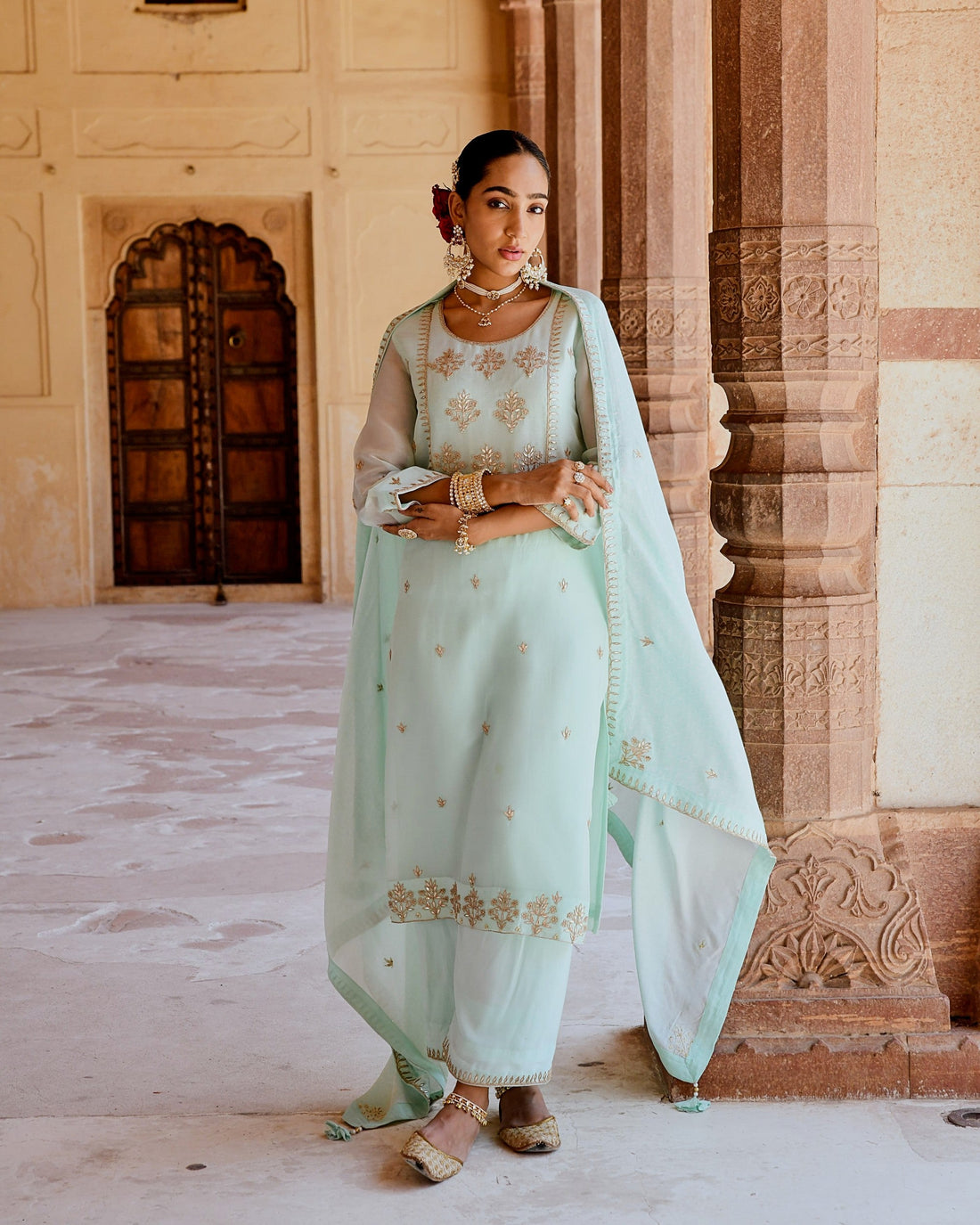 MINT GREEN ORGANZA KURTA SET