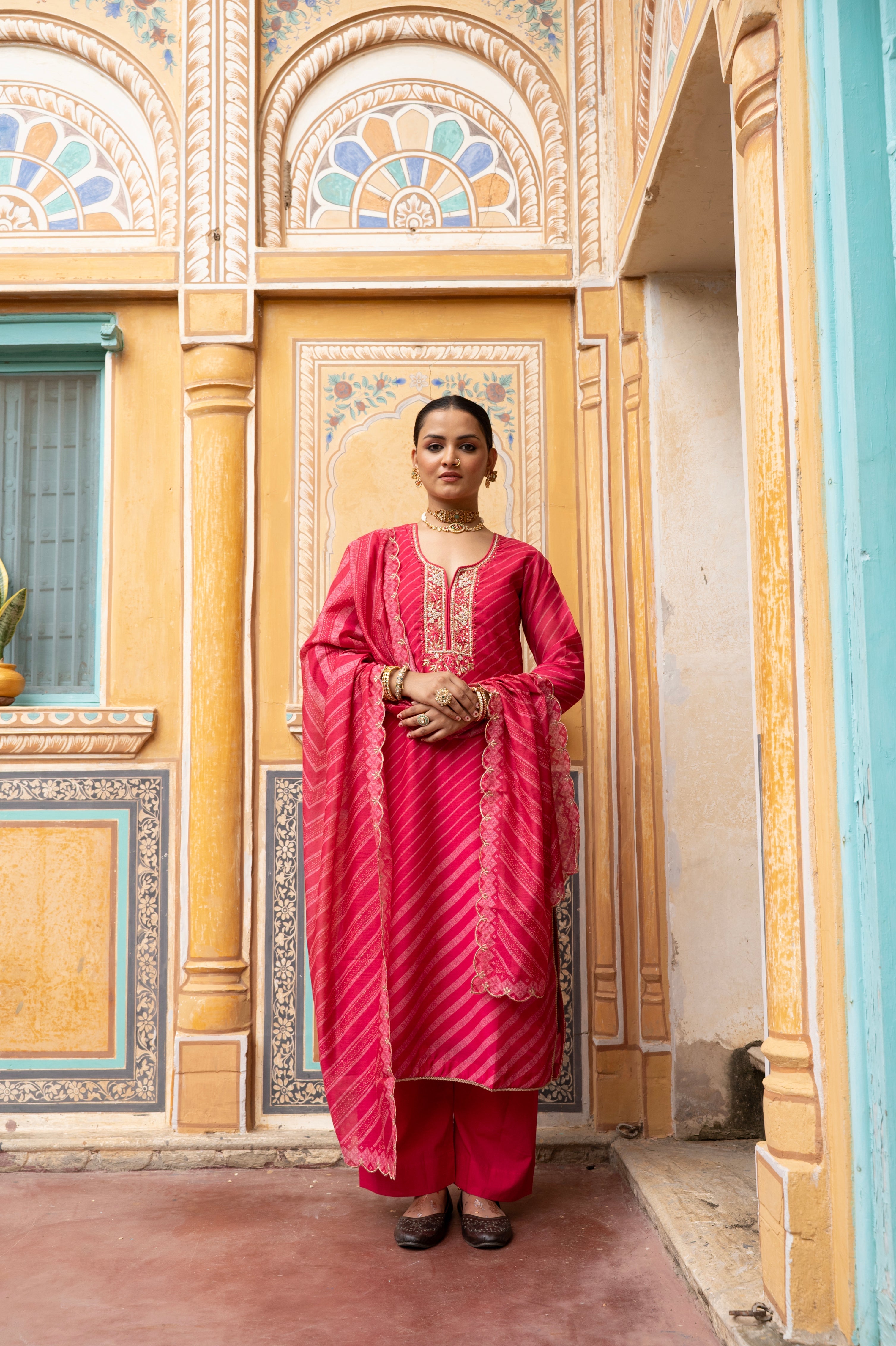 Pink Printed Kurta Set