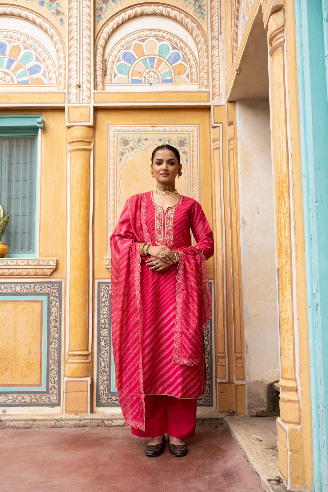 Pink Printed Kurta Set