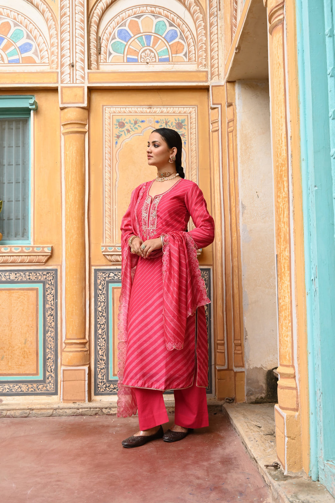 Pink Printed Kurta Set