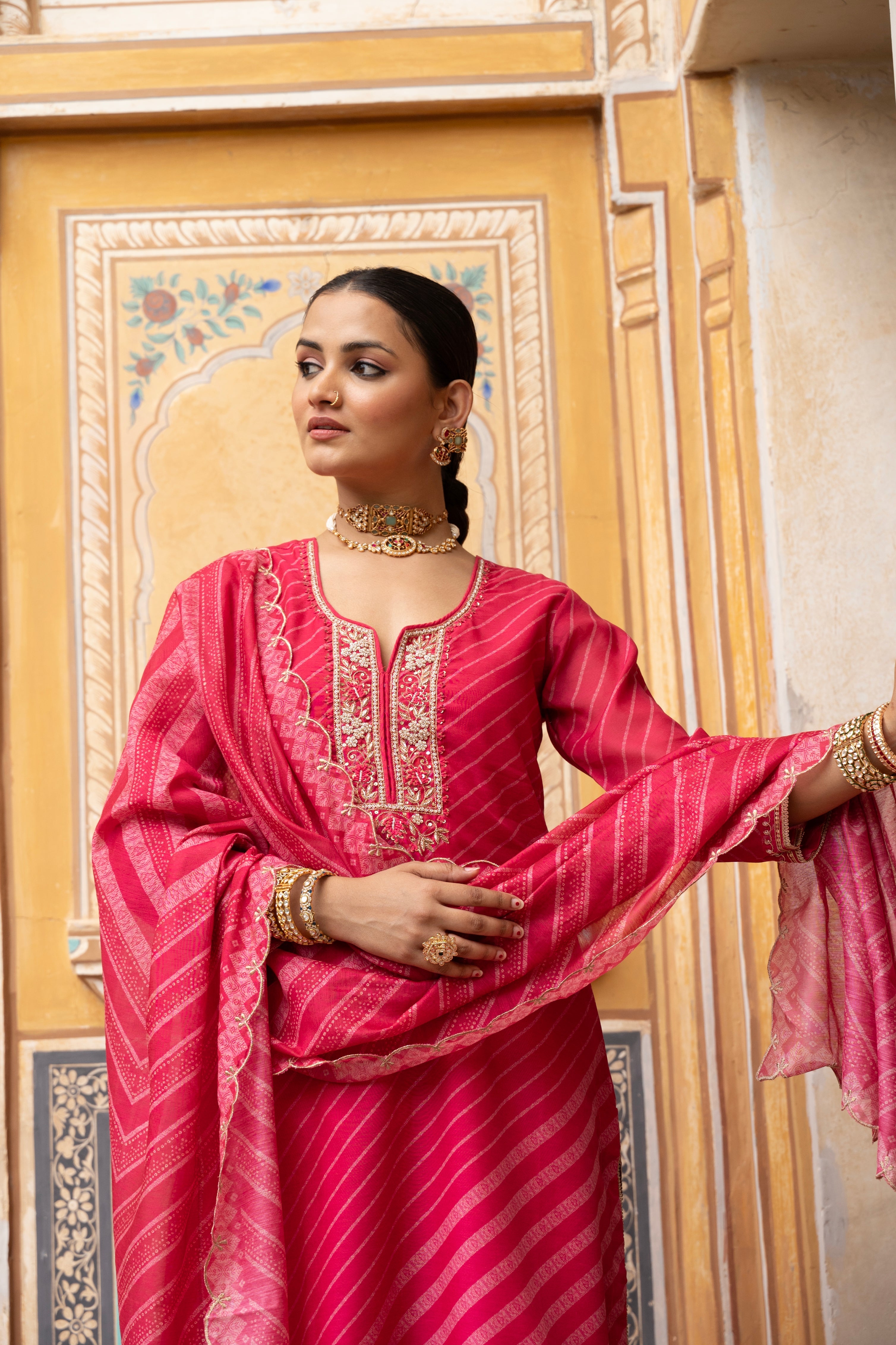 Pink Printed Kurta Set