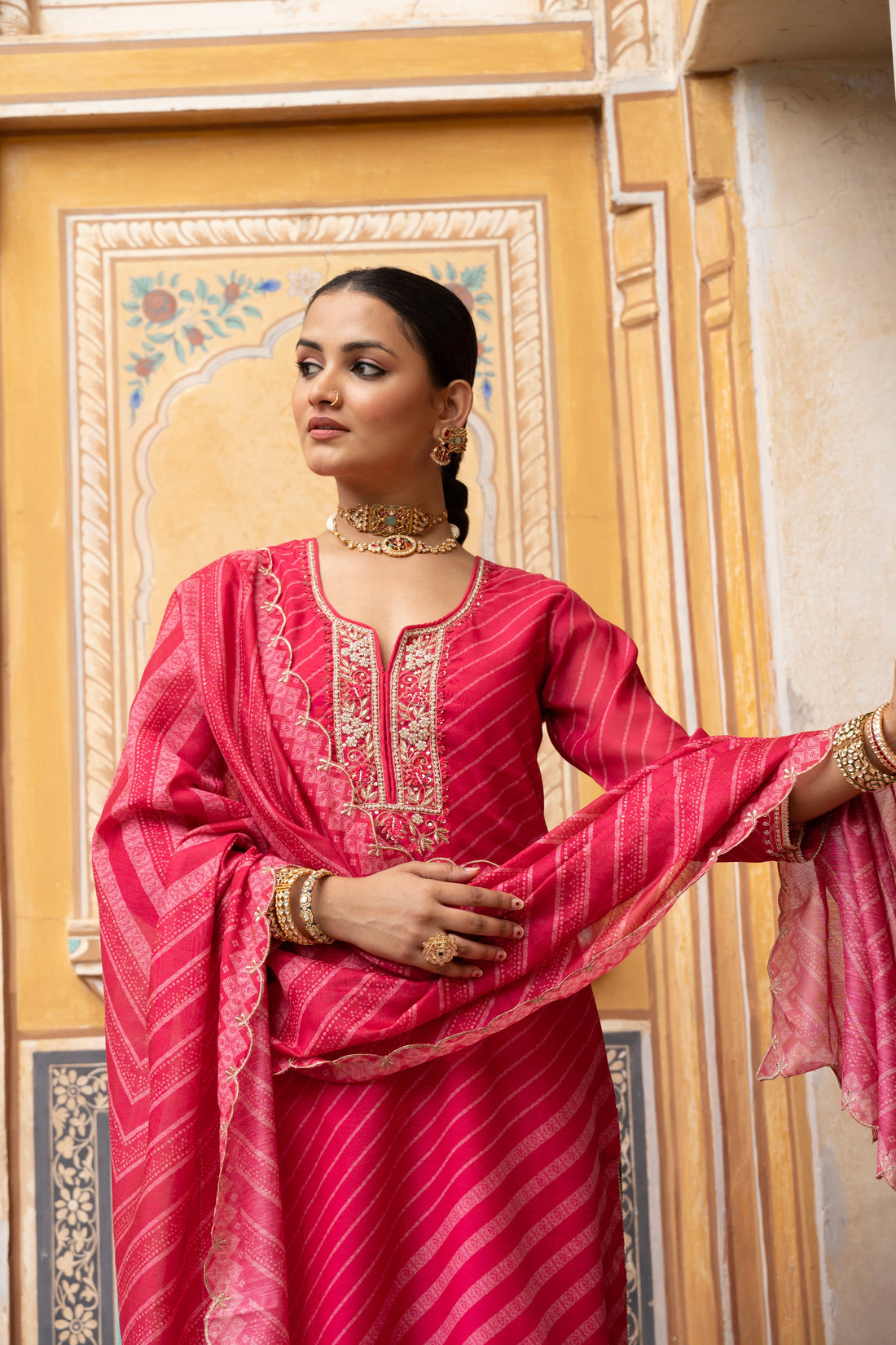 Pink Printed Kurta Set