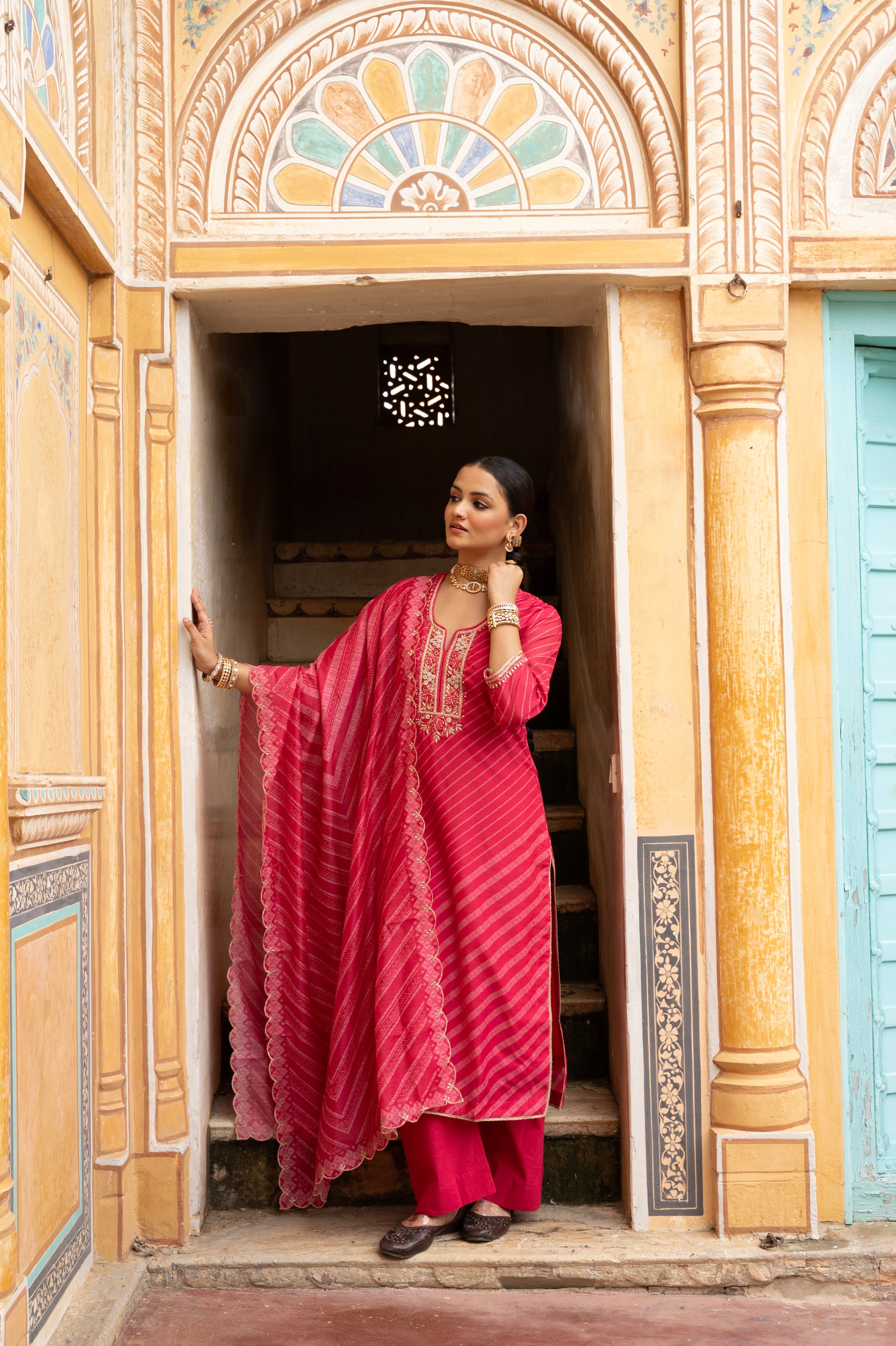 Pink Printed Kurta Set