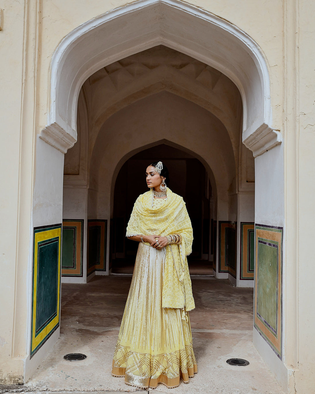 INAAYAT YELLOW FLARED KALI LEHANGA SET