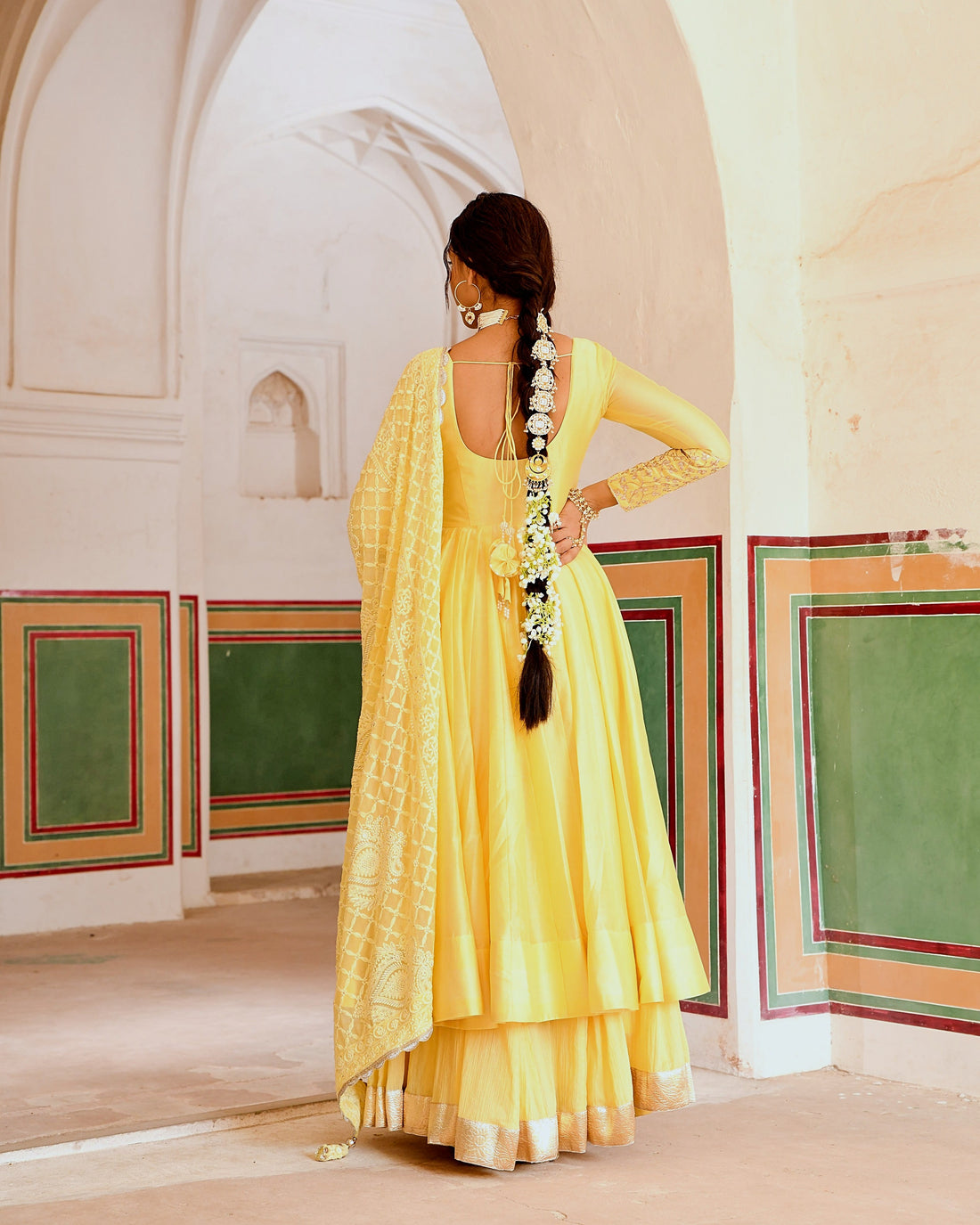 INAAYAT YELLOW ANARKALI WITH FLARED SKIRT SET