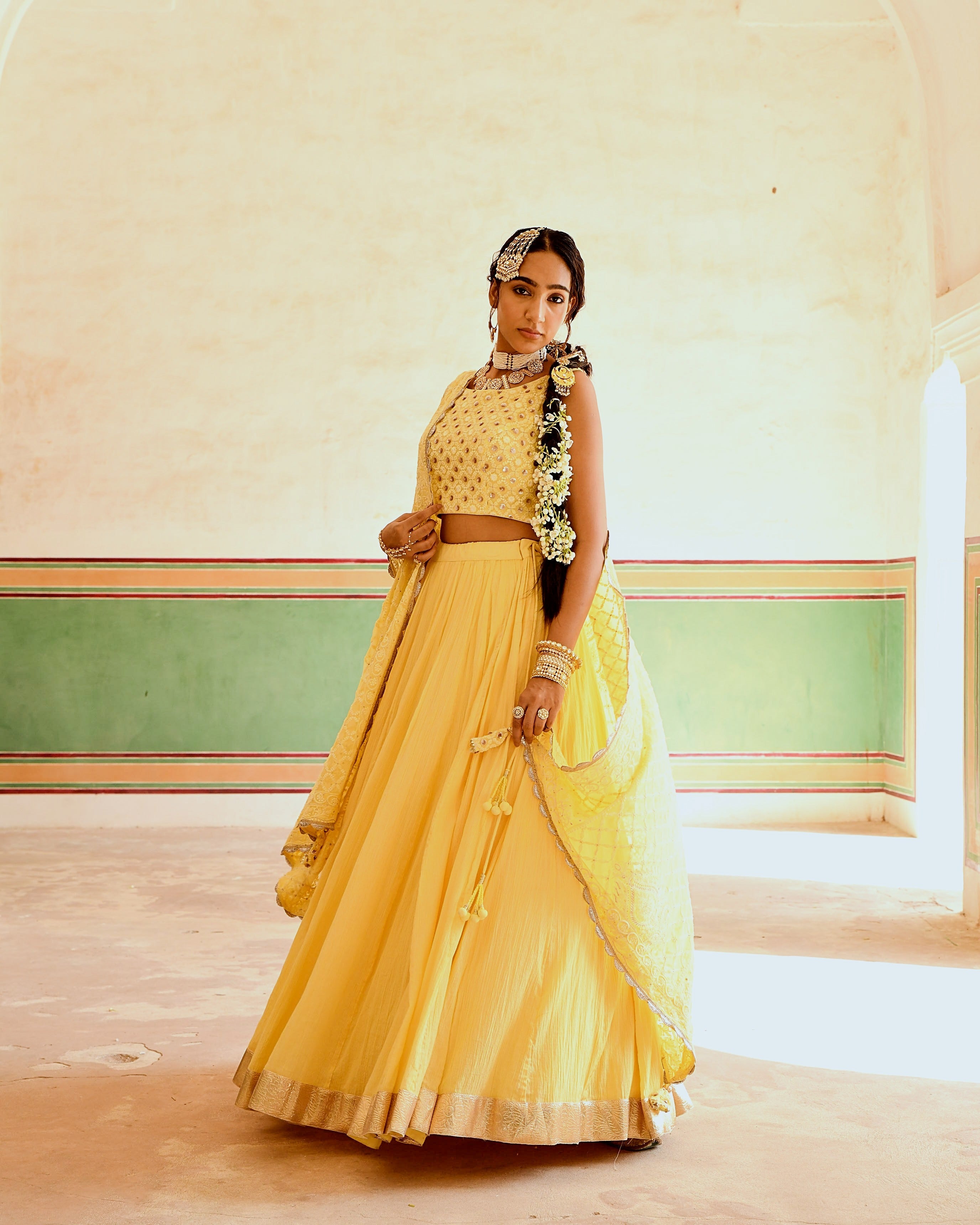 INAAYAT YELLOW FLARED SKIRT SET