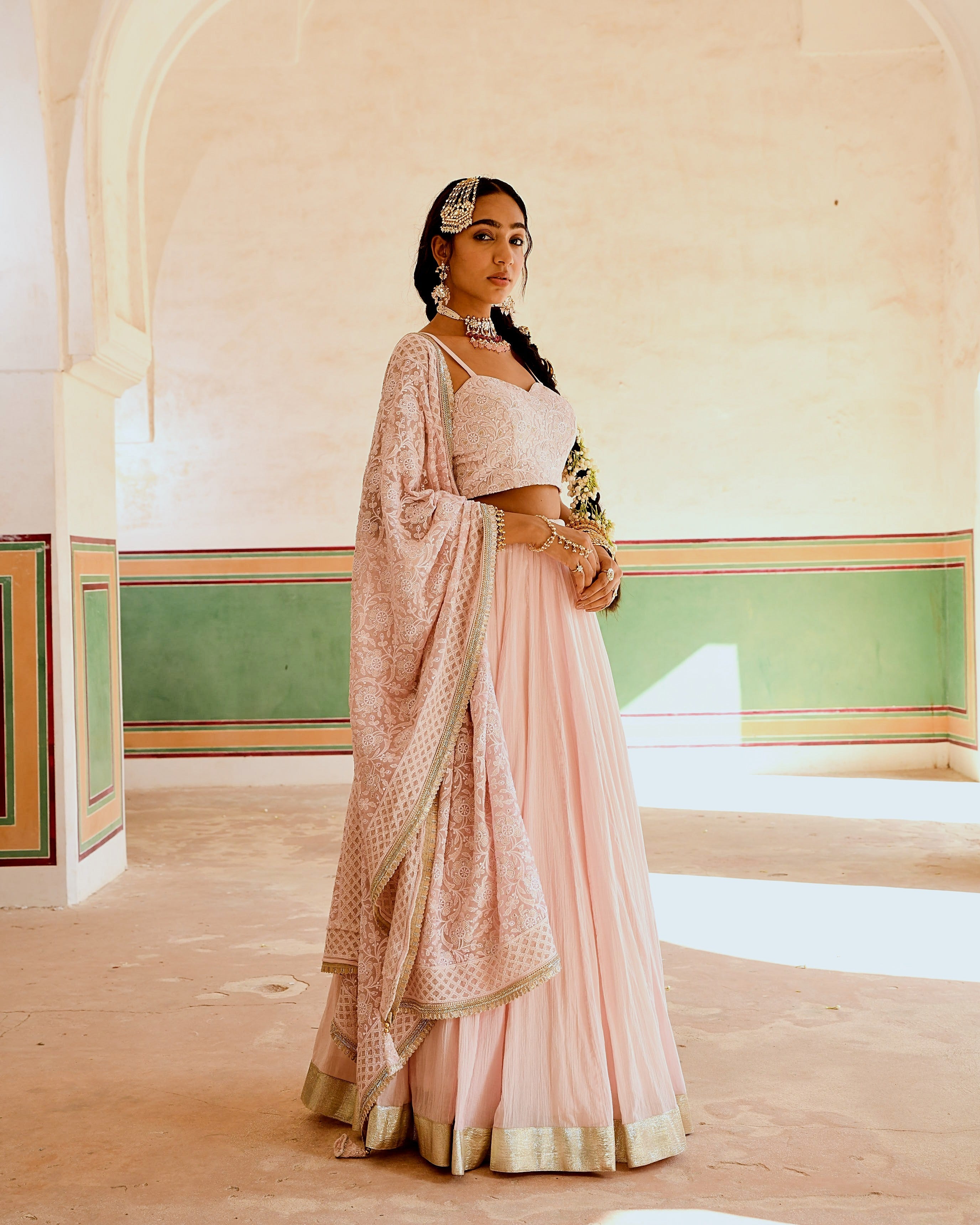 INAAYAT CREPE PINK SKIRT SET