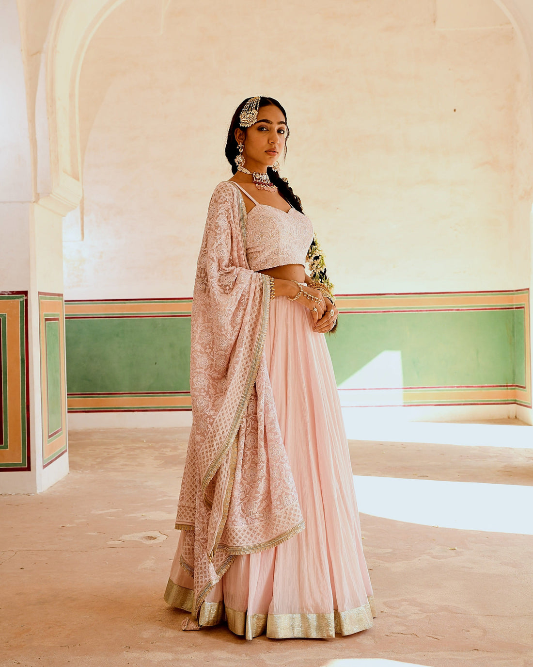INAAYAT CREPE PINK SKIRT SET