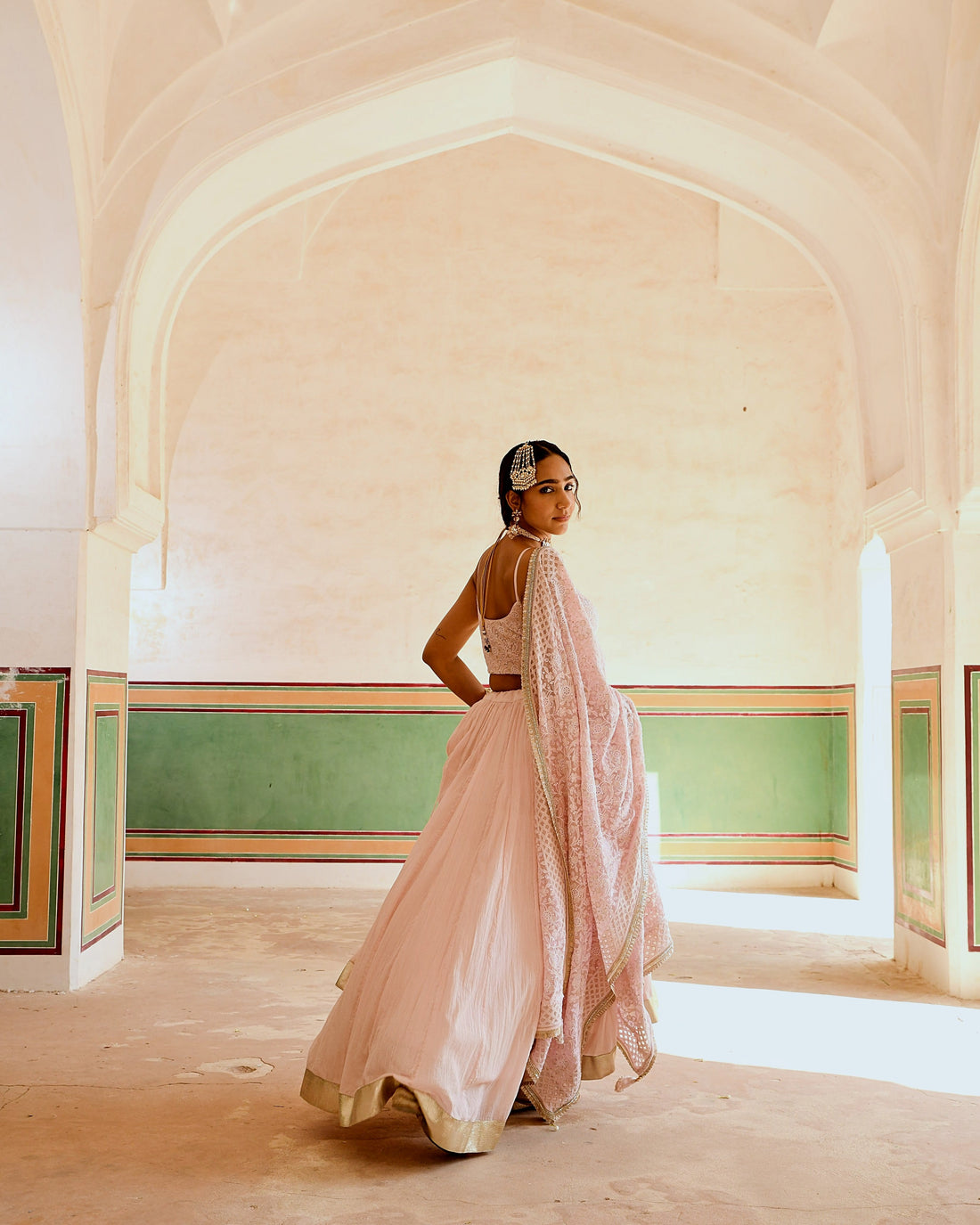INAAYAT CREPE PINK SKIRT SET
