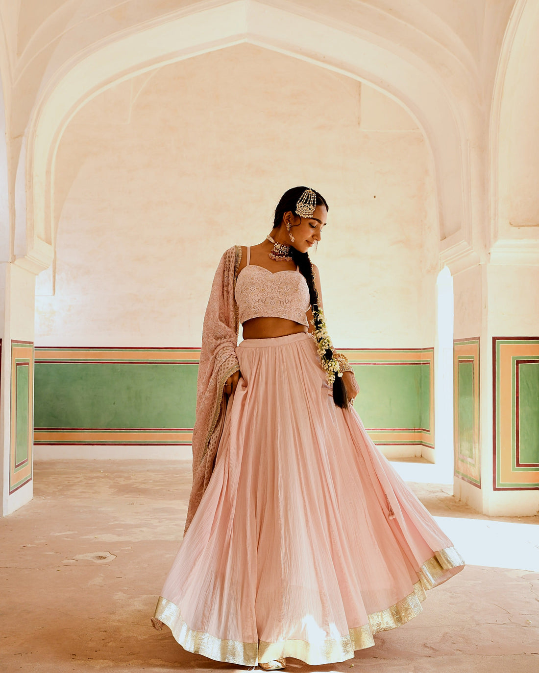INAAYAT CREPE PINK SKIRT SET