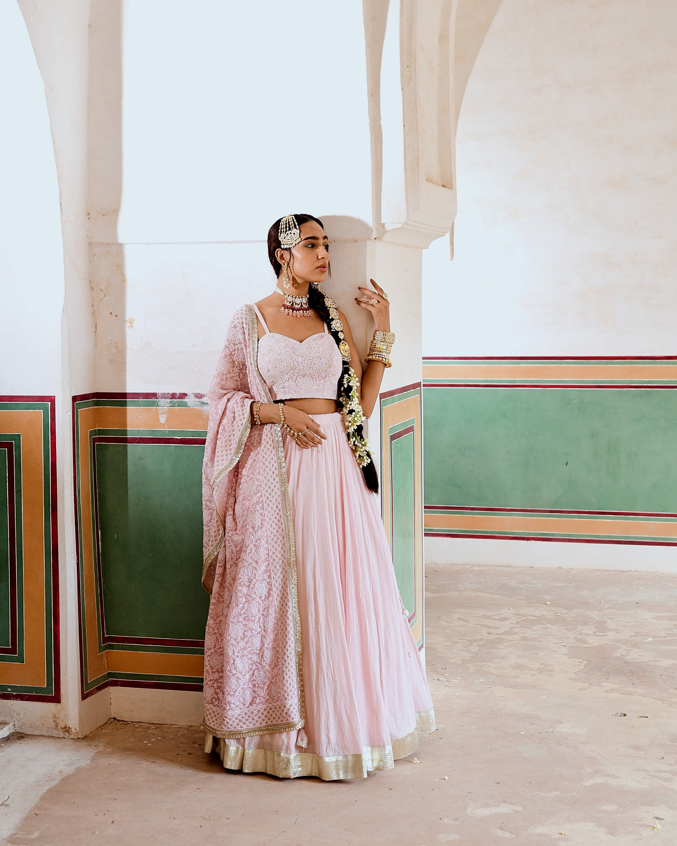 INAAYAT CREPE PINK SKIRT SET