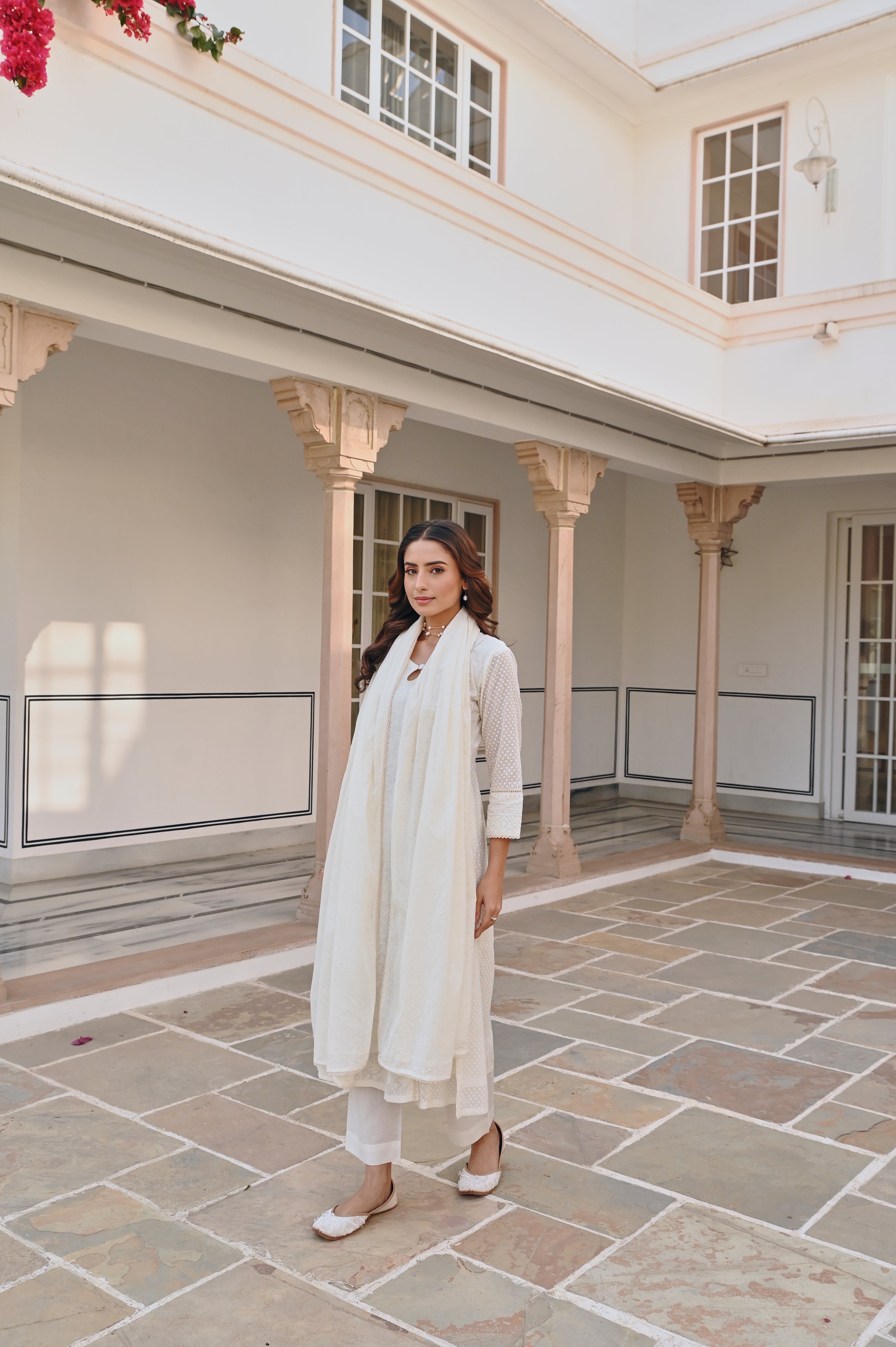 CREAM A-LINE KURTA SET