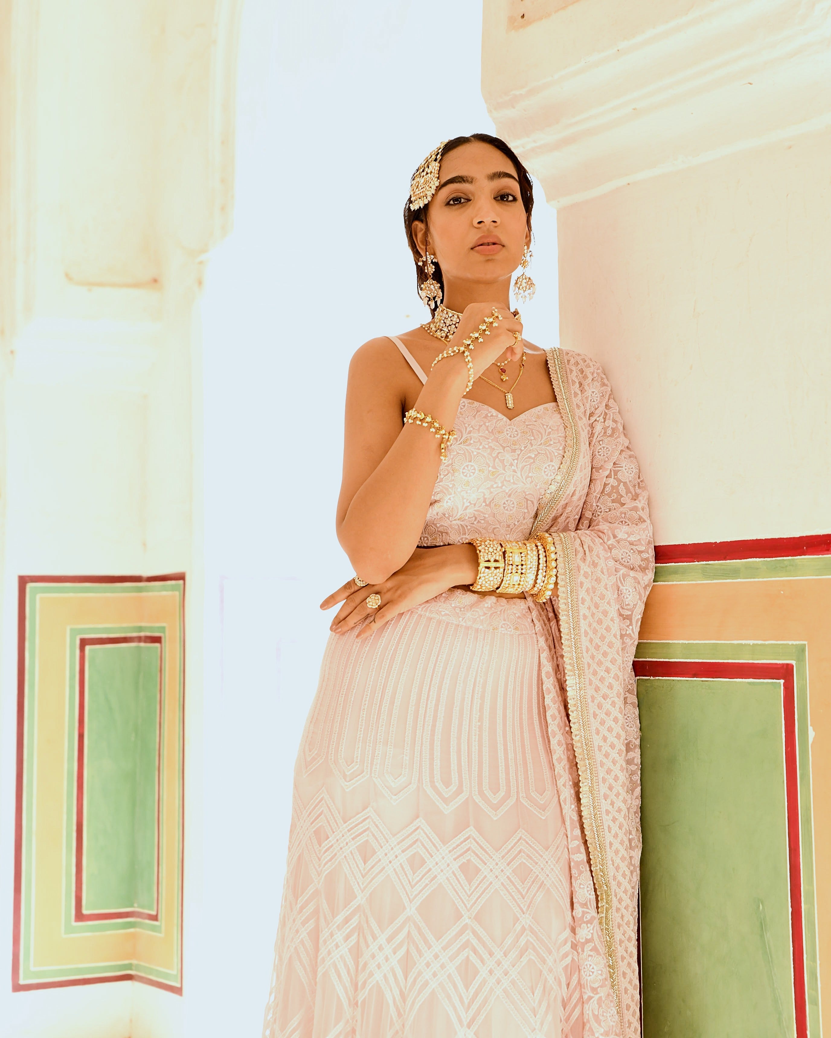 INAAYAT CHIKANKARI PINK LEHANGA