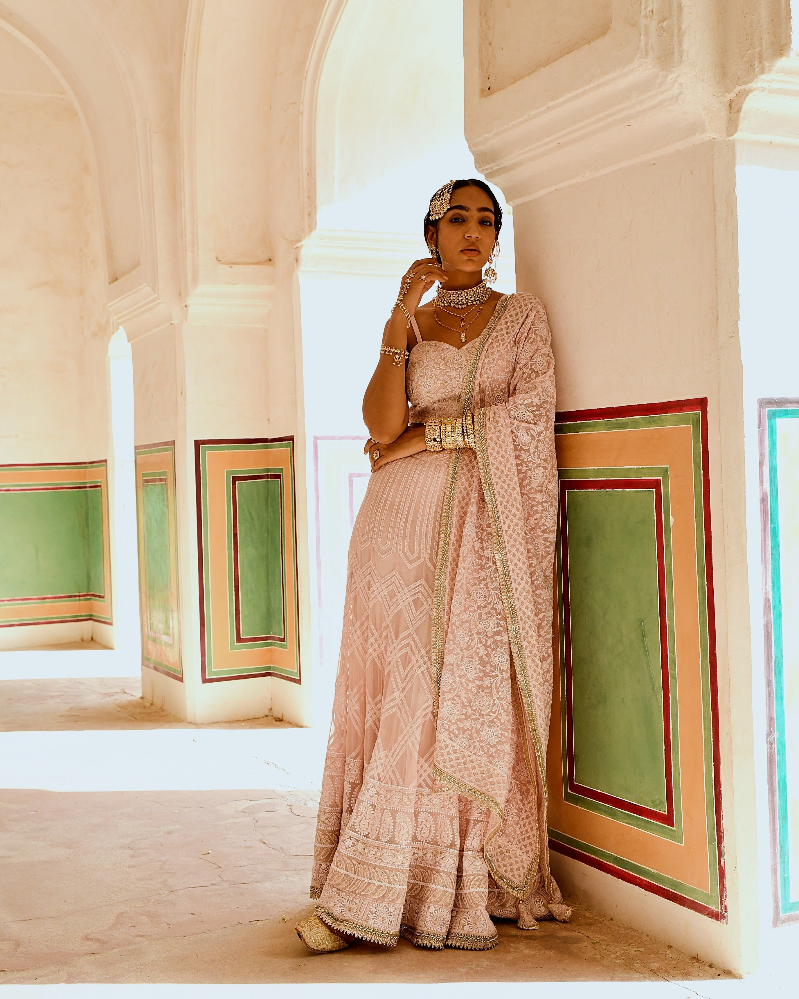 INAAYAT CHIKANKARI PINK LEHANGA