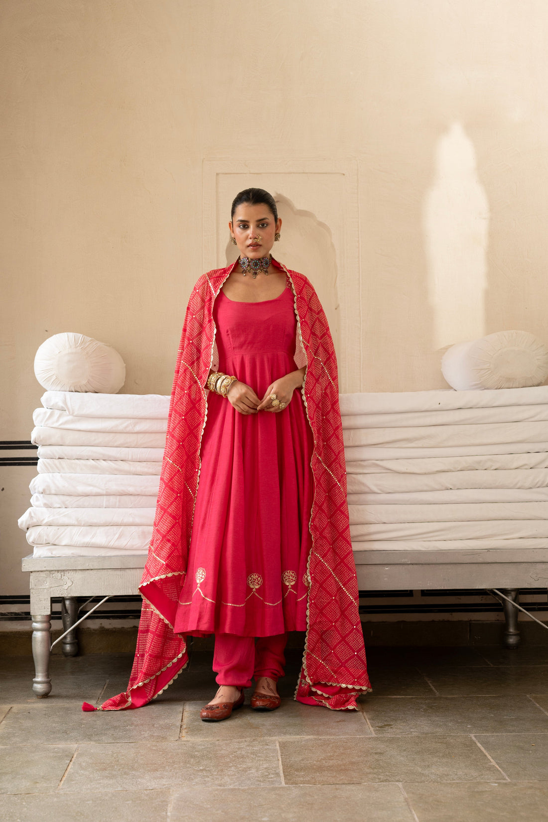 Pink Pure Dola Silk Kurta Set