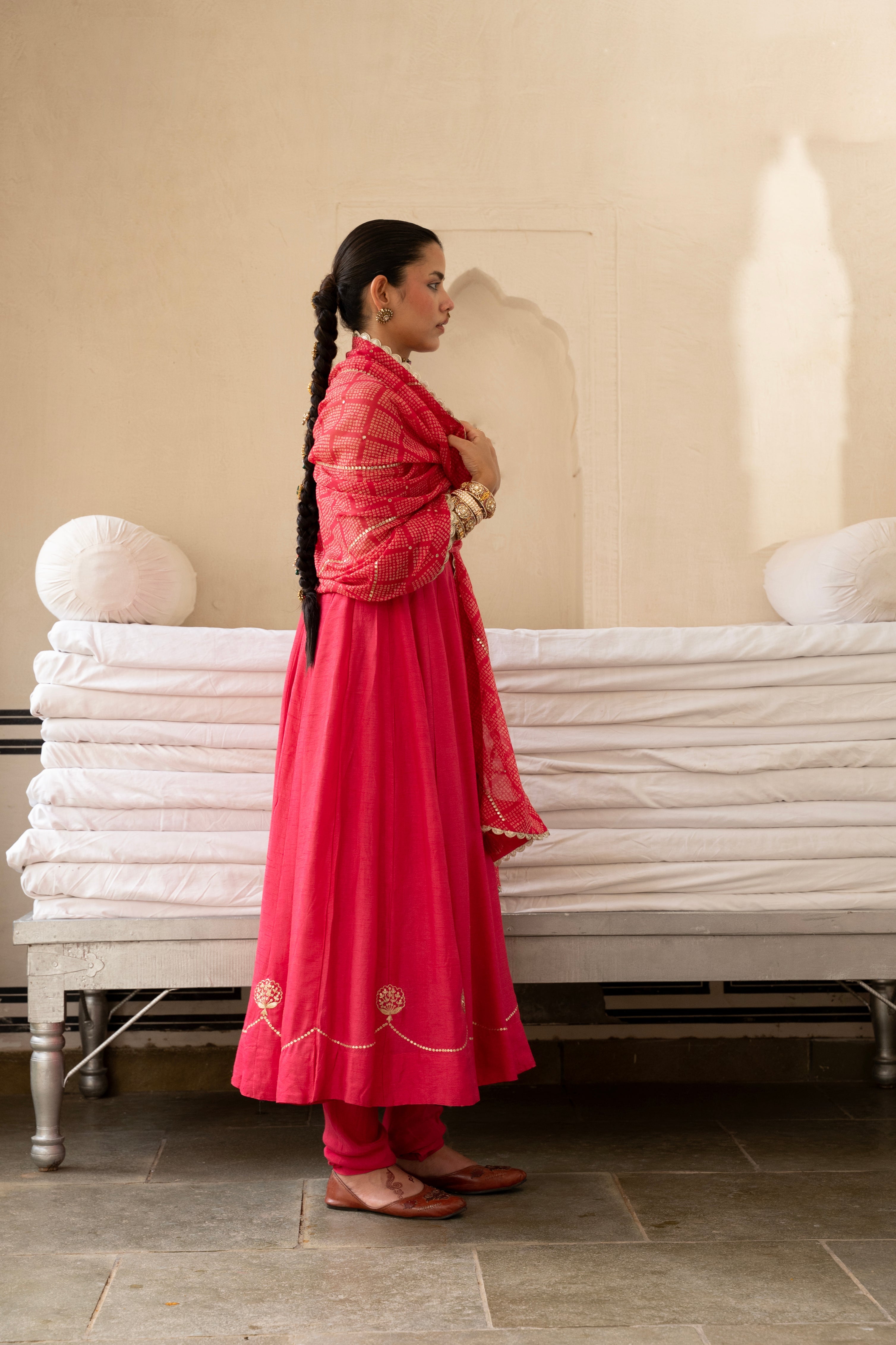 Pink Pure Dola Silk Kurta Set