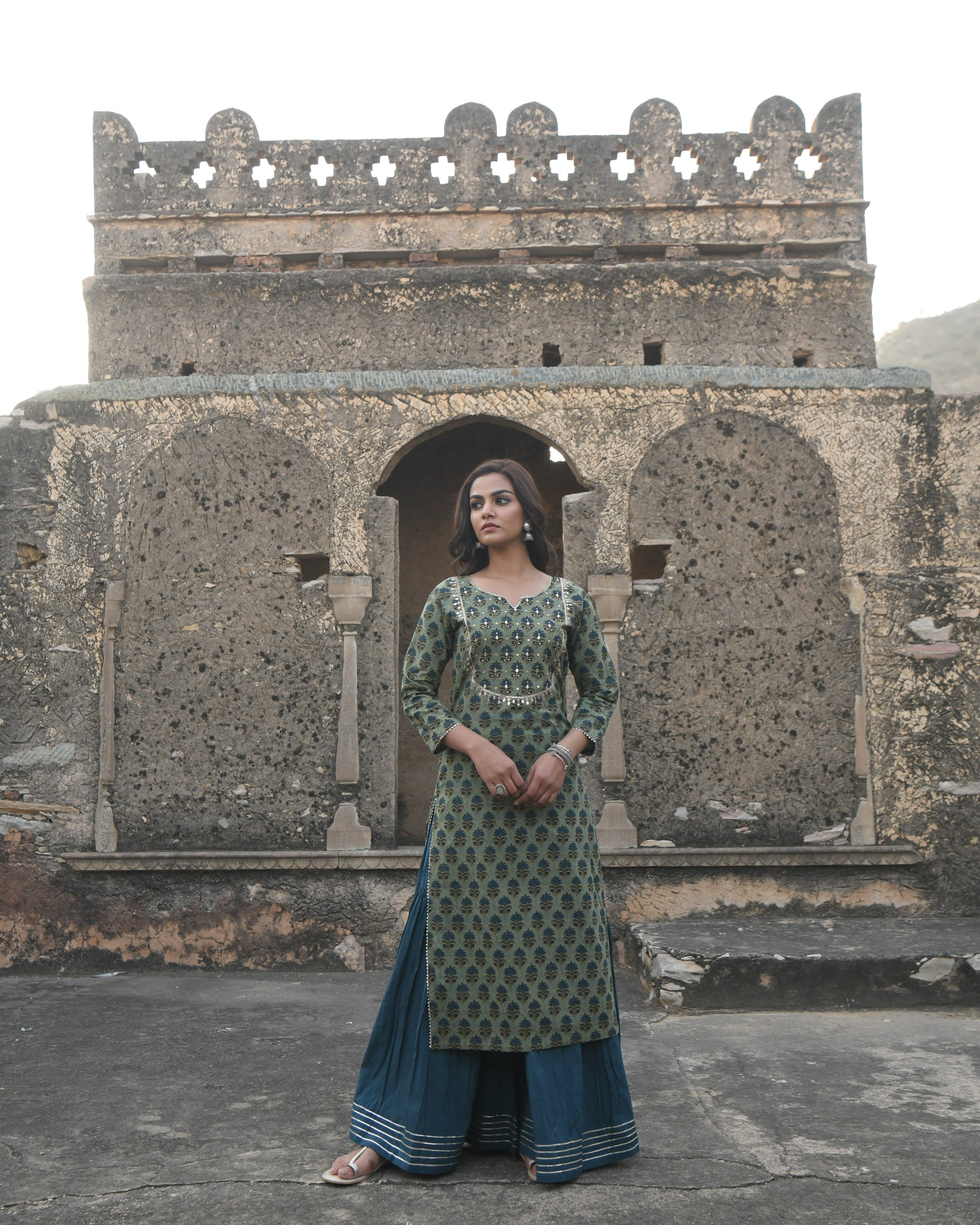 SEHER BLUE SHARARA SET