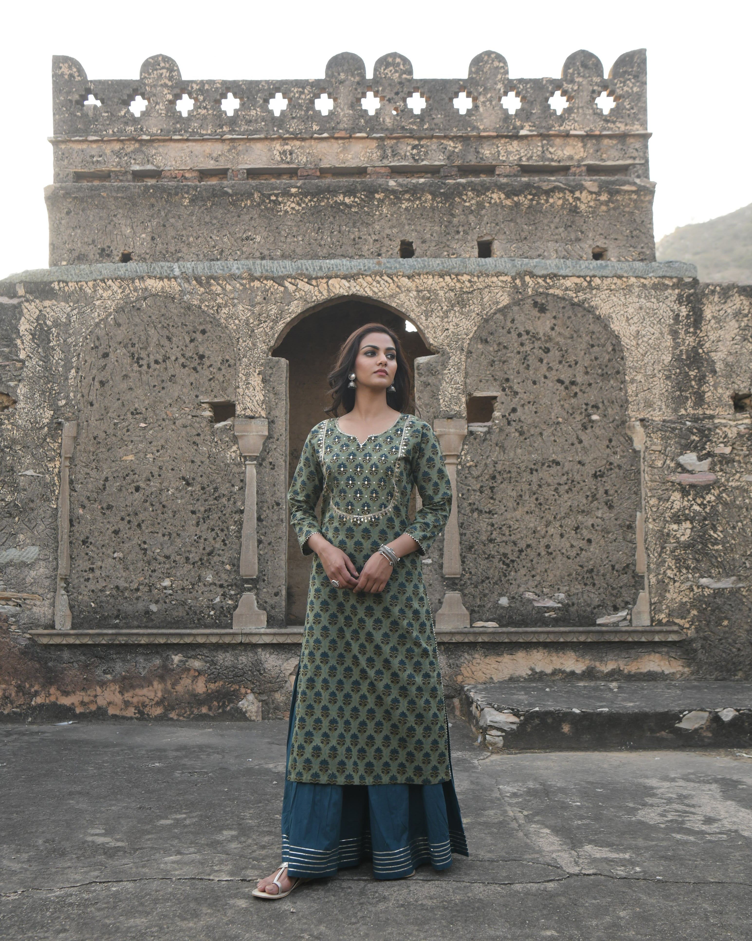 SEHER BLUE SHARARA SET