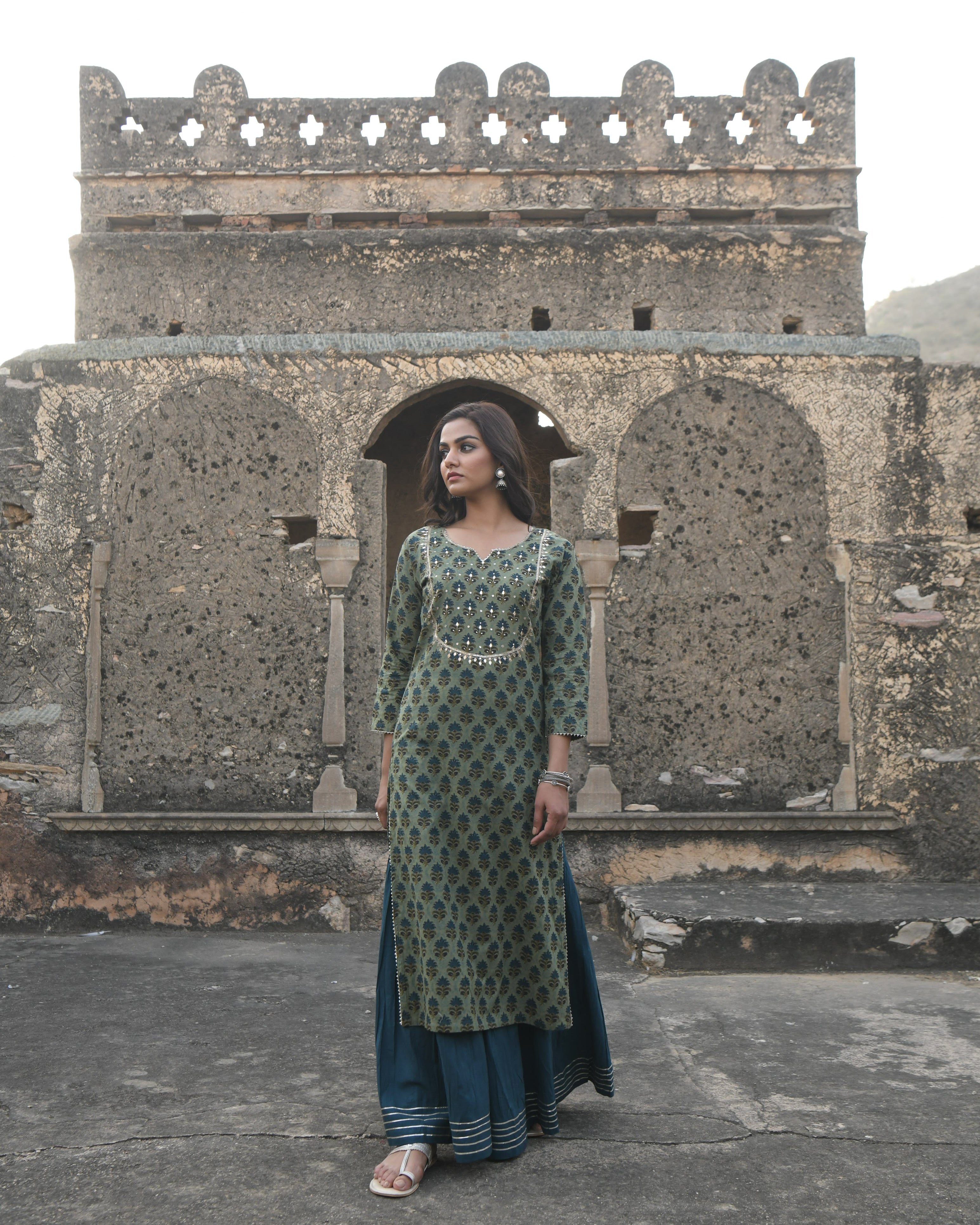 SEHER BLUE SHARARA SET