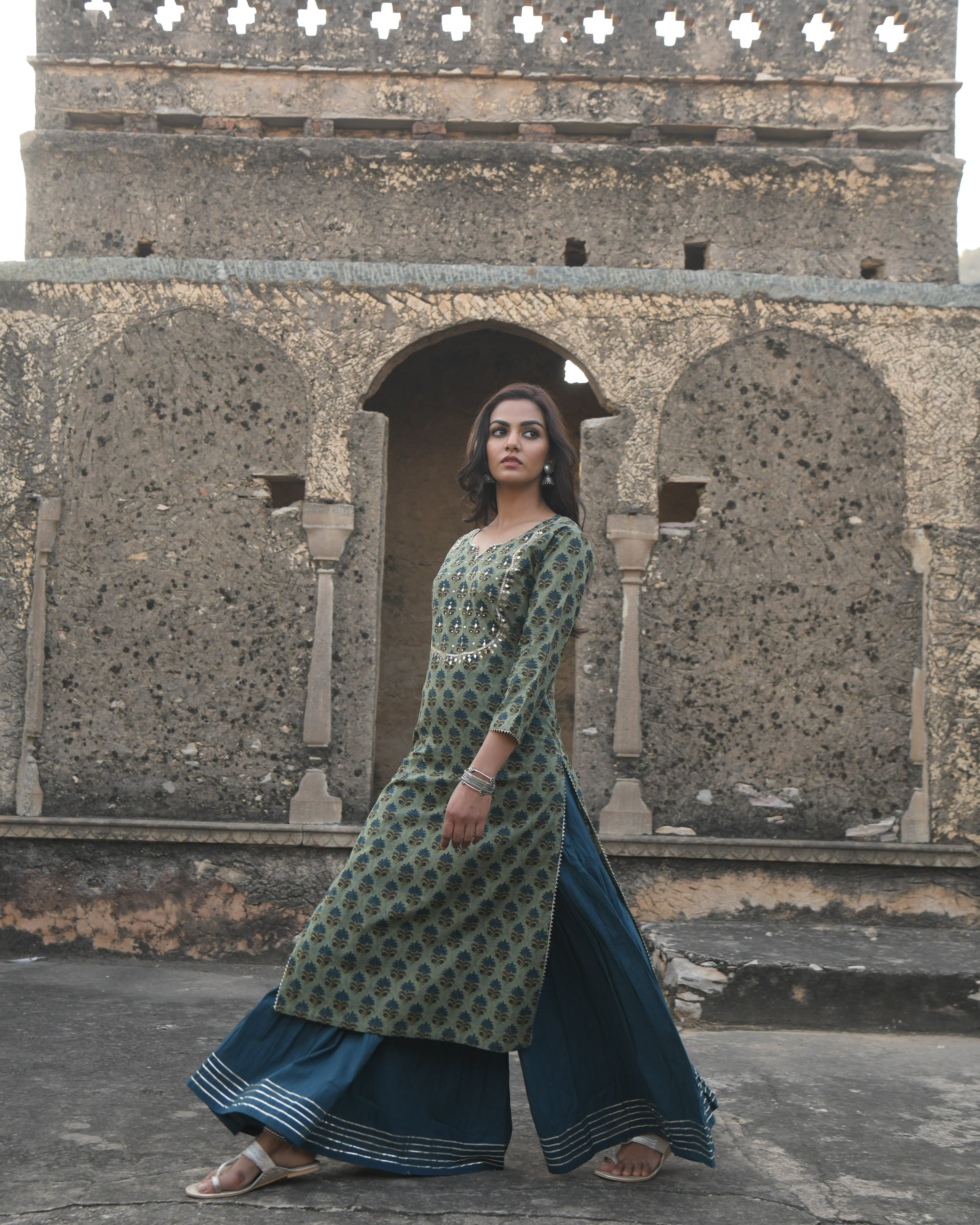 SEHER BLUE SHARARA SET