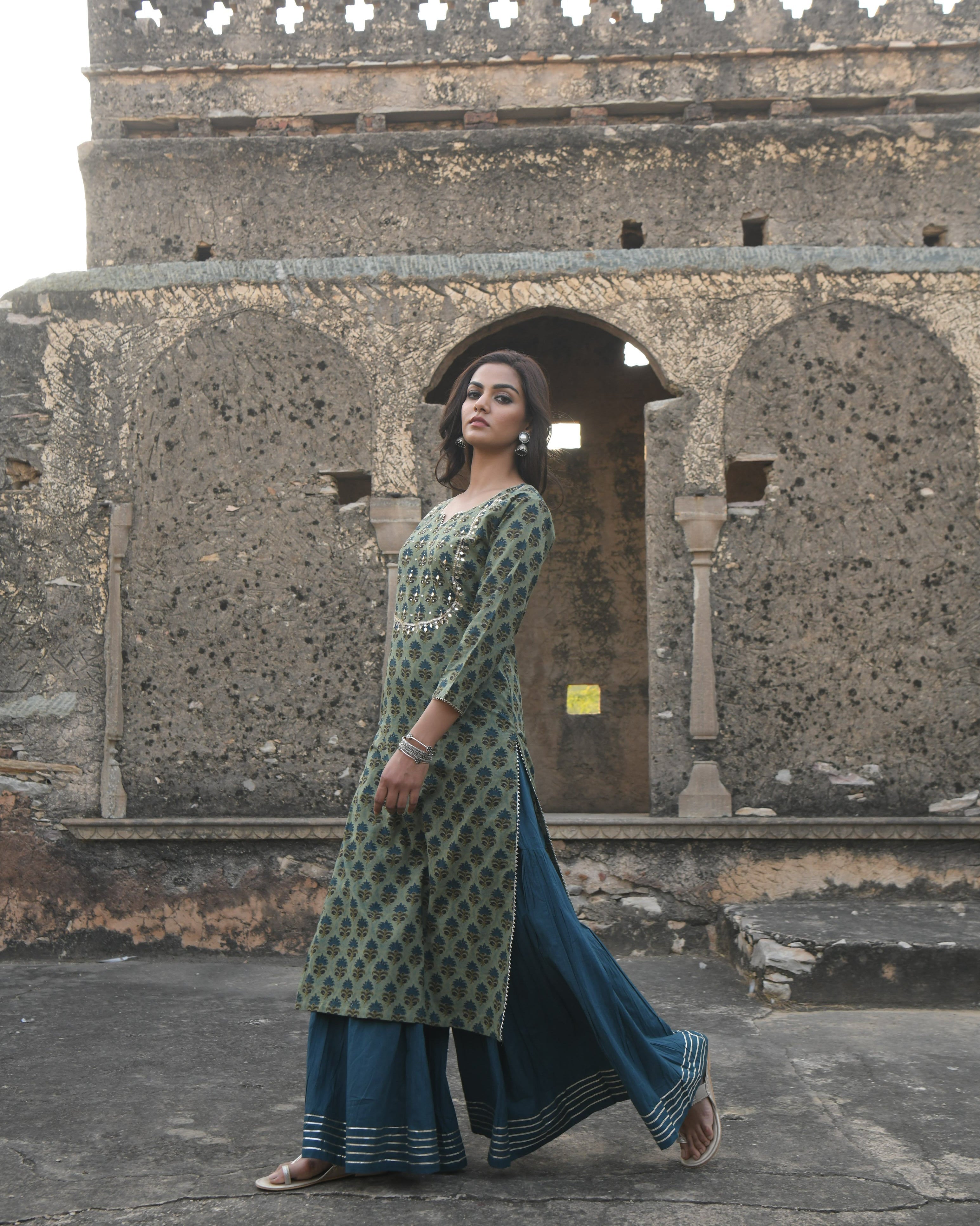 SEHER BLUE SHARARA SET