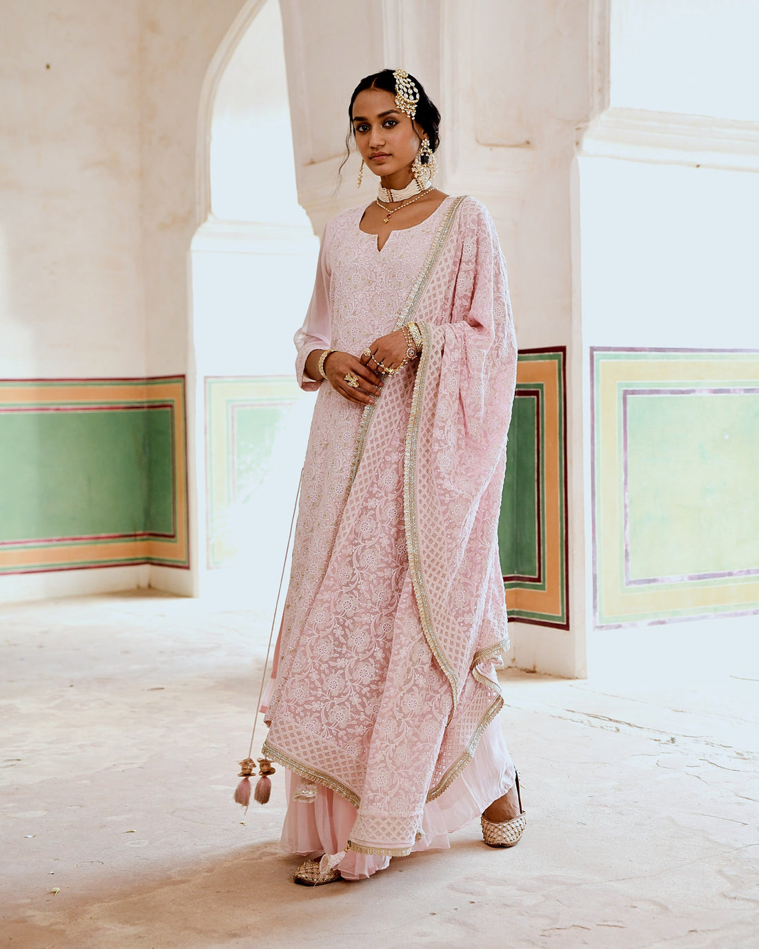 INAAYAT PINK STRAIGHT KURTA SKIRT SET