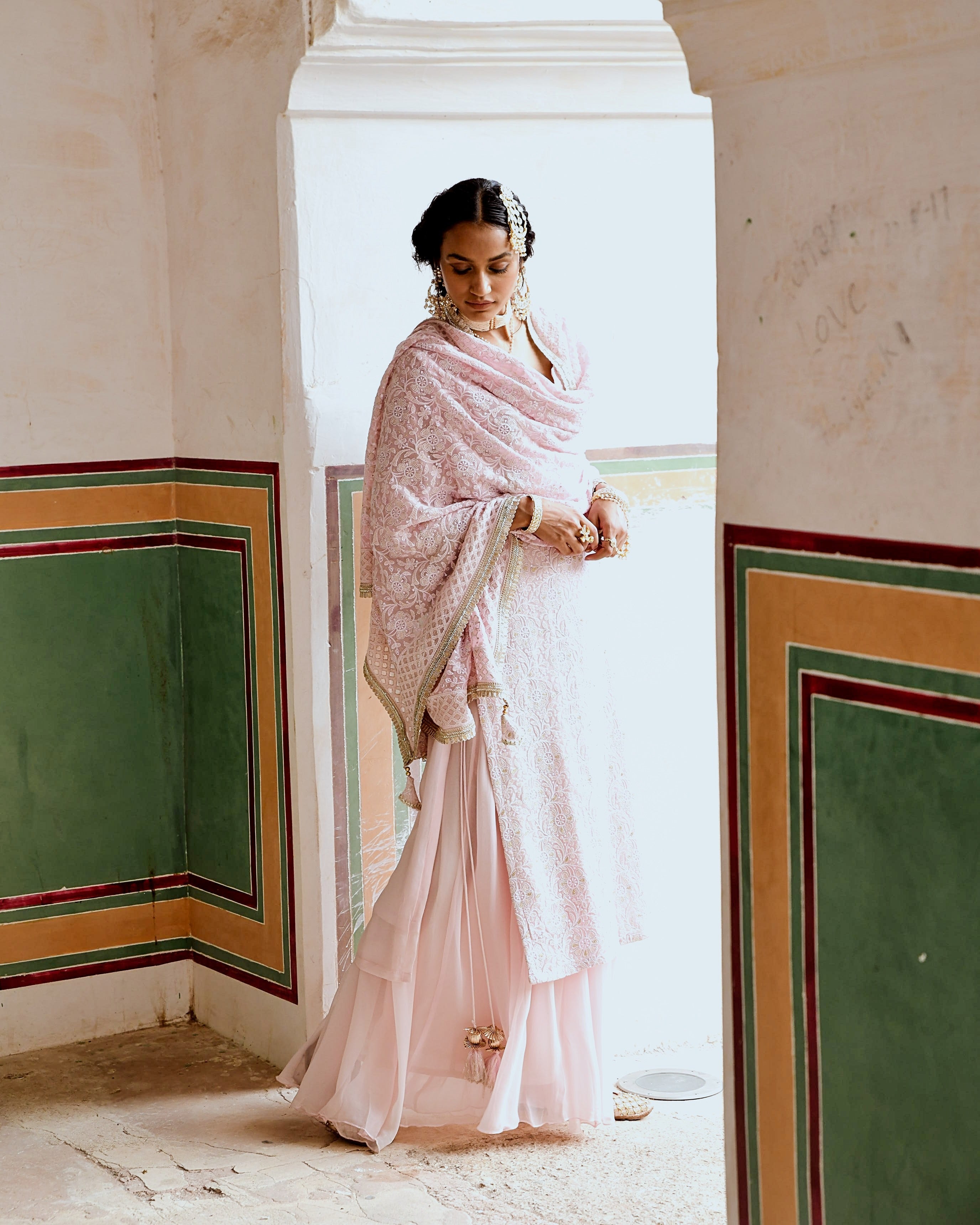 INAAYAT PINK STRAIGHT KURTA SKIRT SET