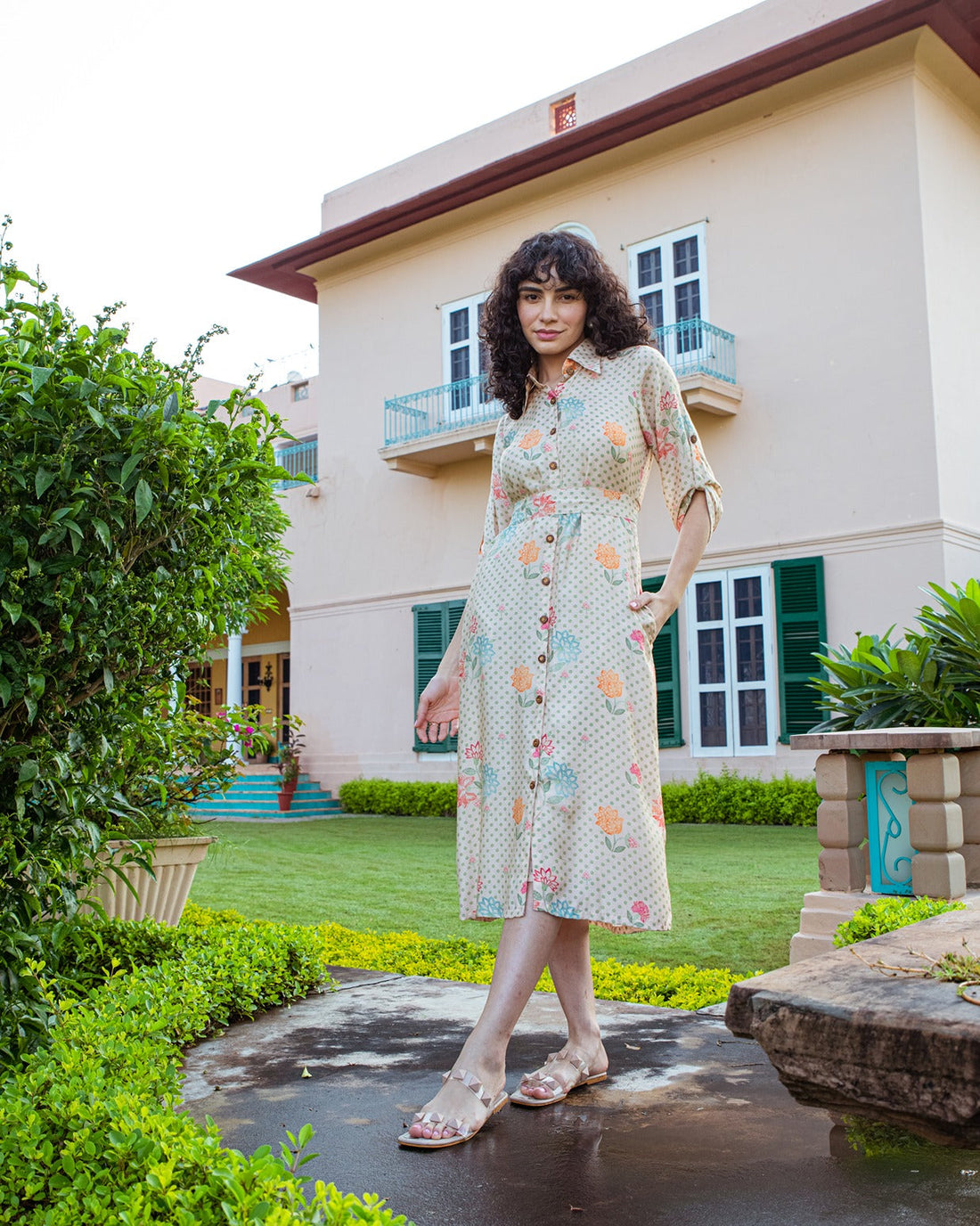 CREAM LONG ALINE SHIRT DRESS