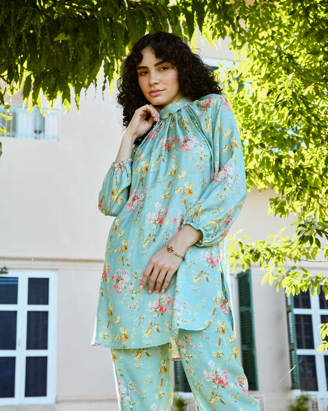 OCEAN BLUE TURTLE NECK CO-ORD SET