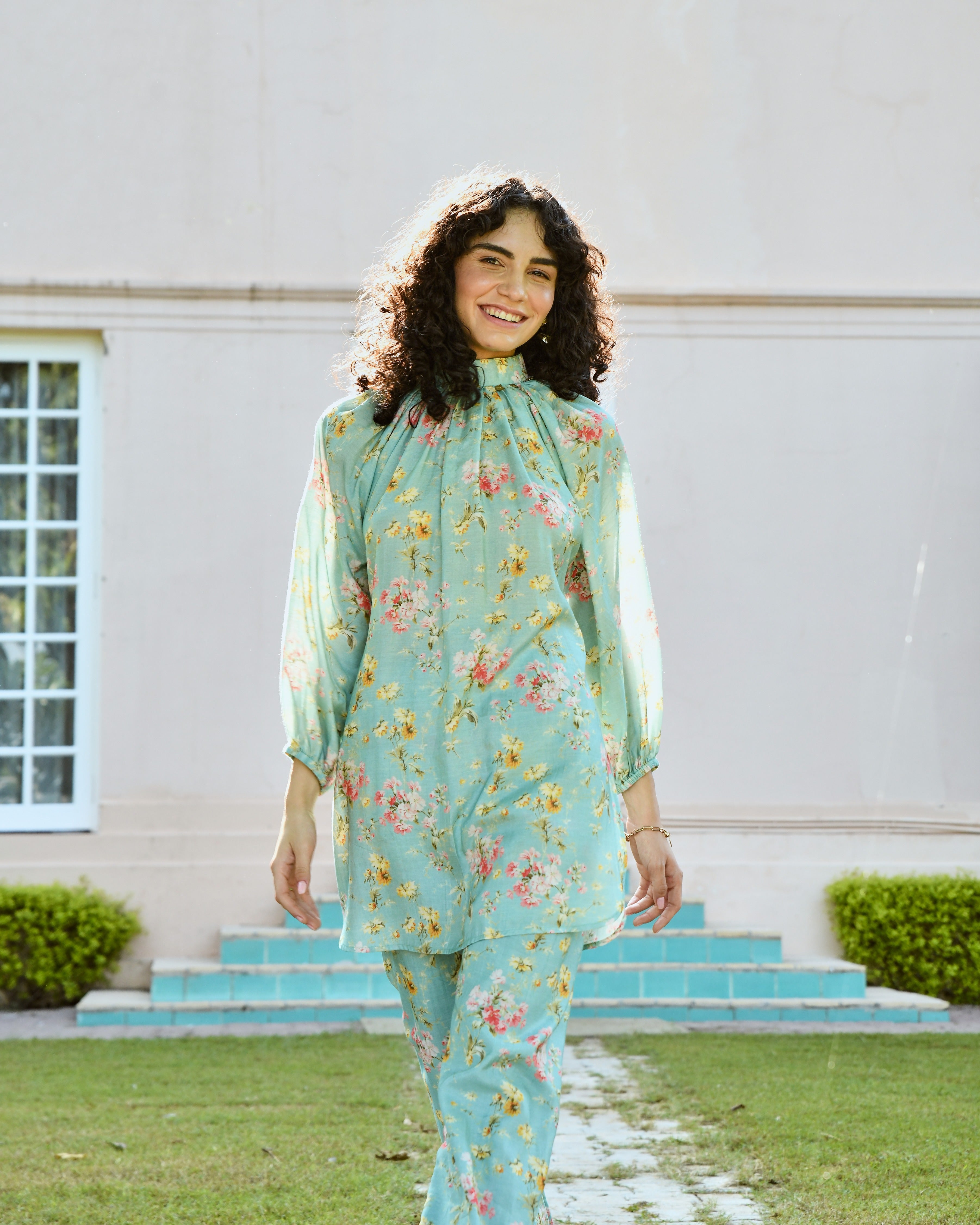 OCEAN BLUE TURTLE NECK CO-ORD SET