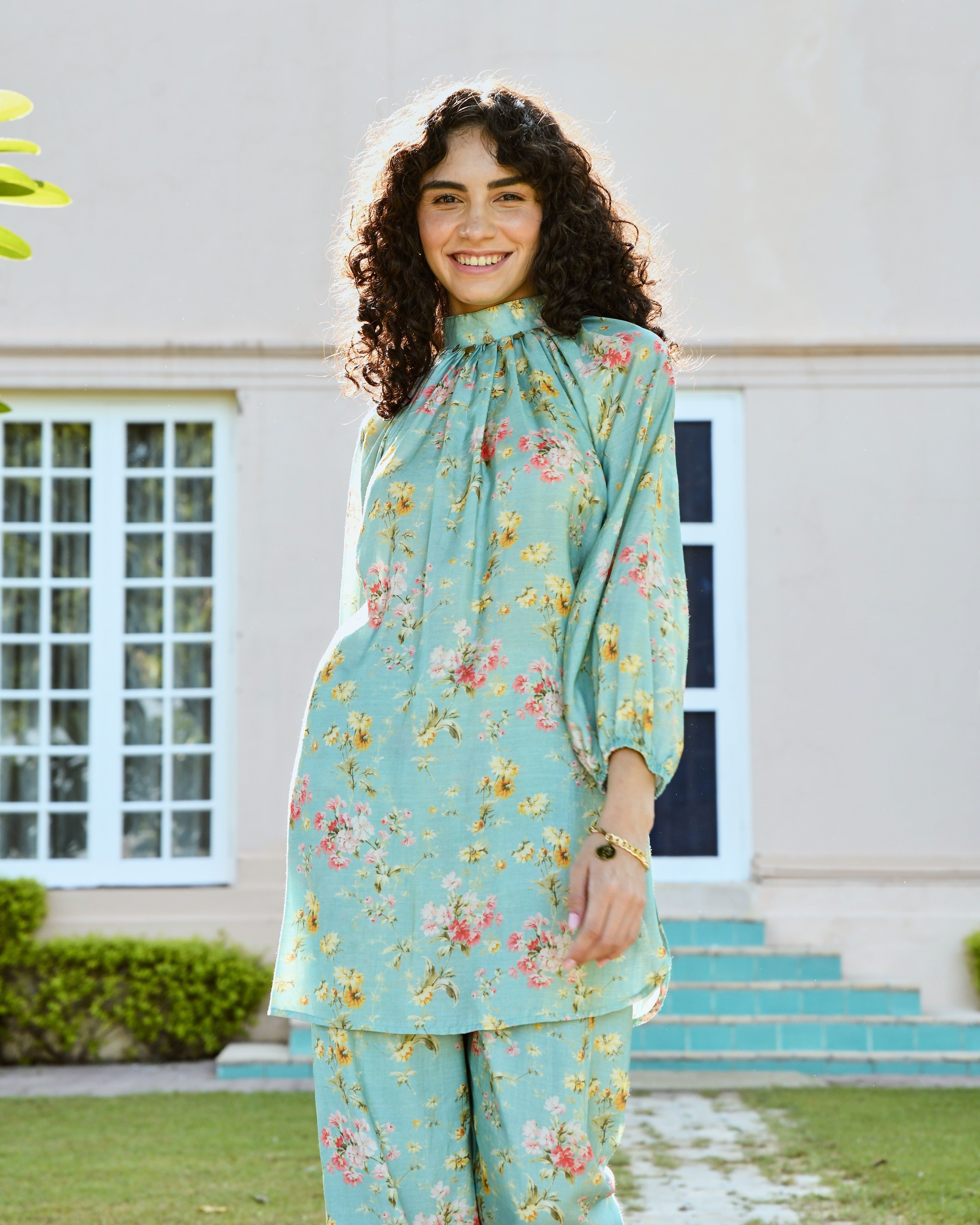 OCEAN BLUE TURTLE NECK CO-ORD SET